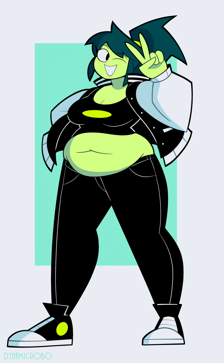 belly_overhang big_belly big_breasts chubby chubby_belly chubby_female dynamicrobo female female green_girl