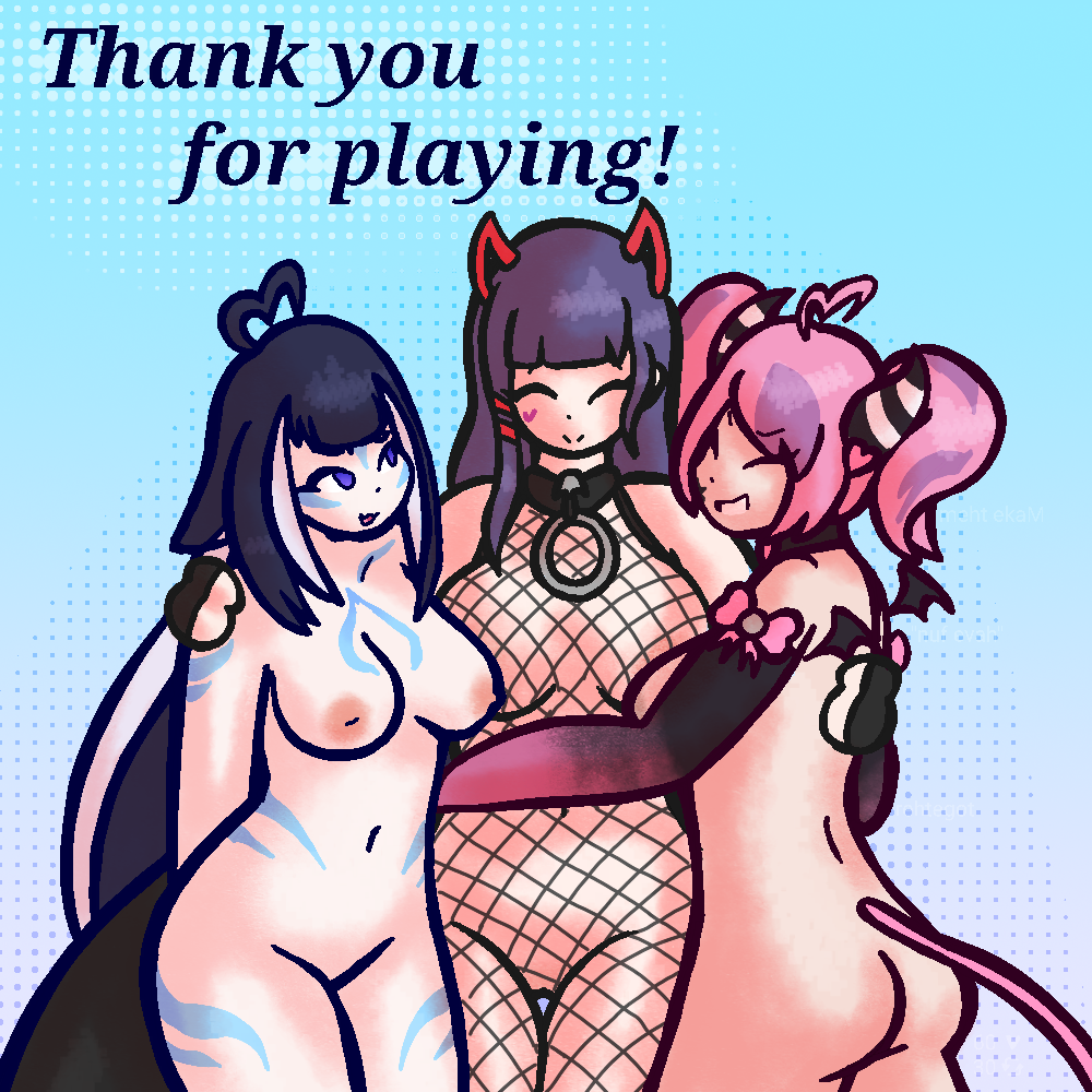 3girls akuma_nihmune areolae big_breasts breasts fishnet fishnet_clothing fishnets indie_virtual_youtuber iron_mouse ironmouse multiple_girls nipples shylily strip_game succubus virtual_youtuber vshojo vtuber vtuberfanart yuri