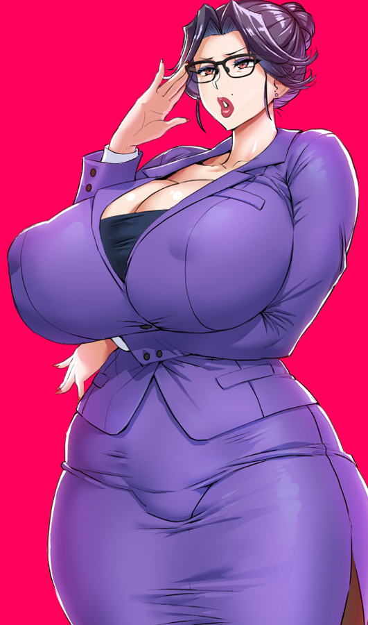 2d 2d_(artwork) big_ass big_breasts clothed_female female glasses huge_ass huge_breasts kisuu large_ass large_breasts milf teacher teacher_clothing teacher_outfit thick_ass thick_thighs voluptuous voluptuous_female