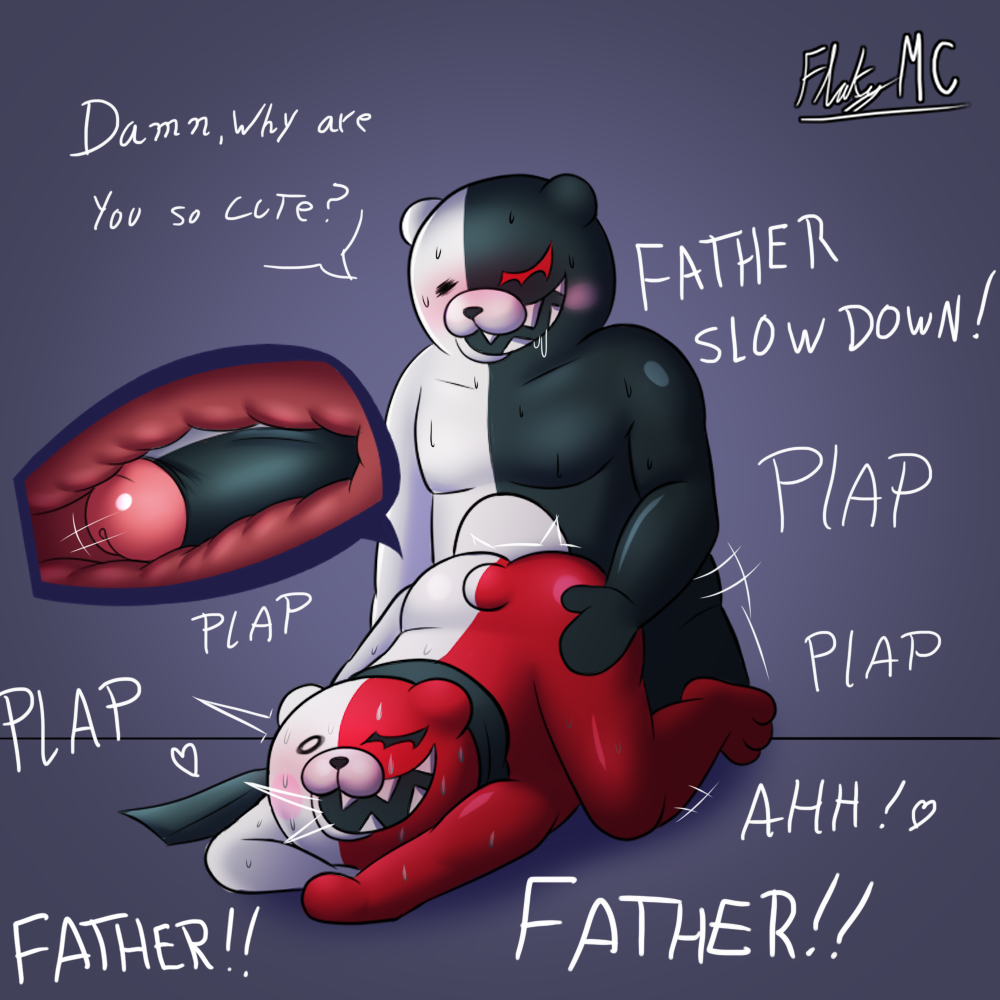 anthro anthro_only big_penis black_body black_fur black_nose danganronpa father_and_son gay gay_anal gay_sex incest large_penis monokuma monotaro monster_cock red_body red_fur thick_penis white_body white_fur