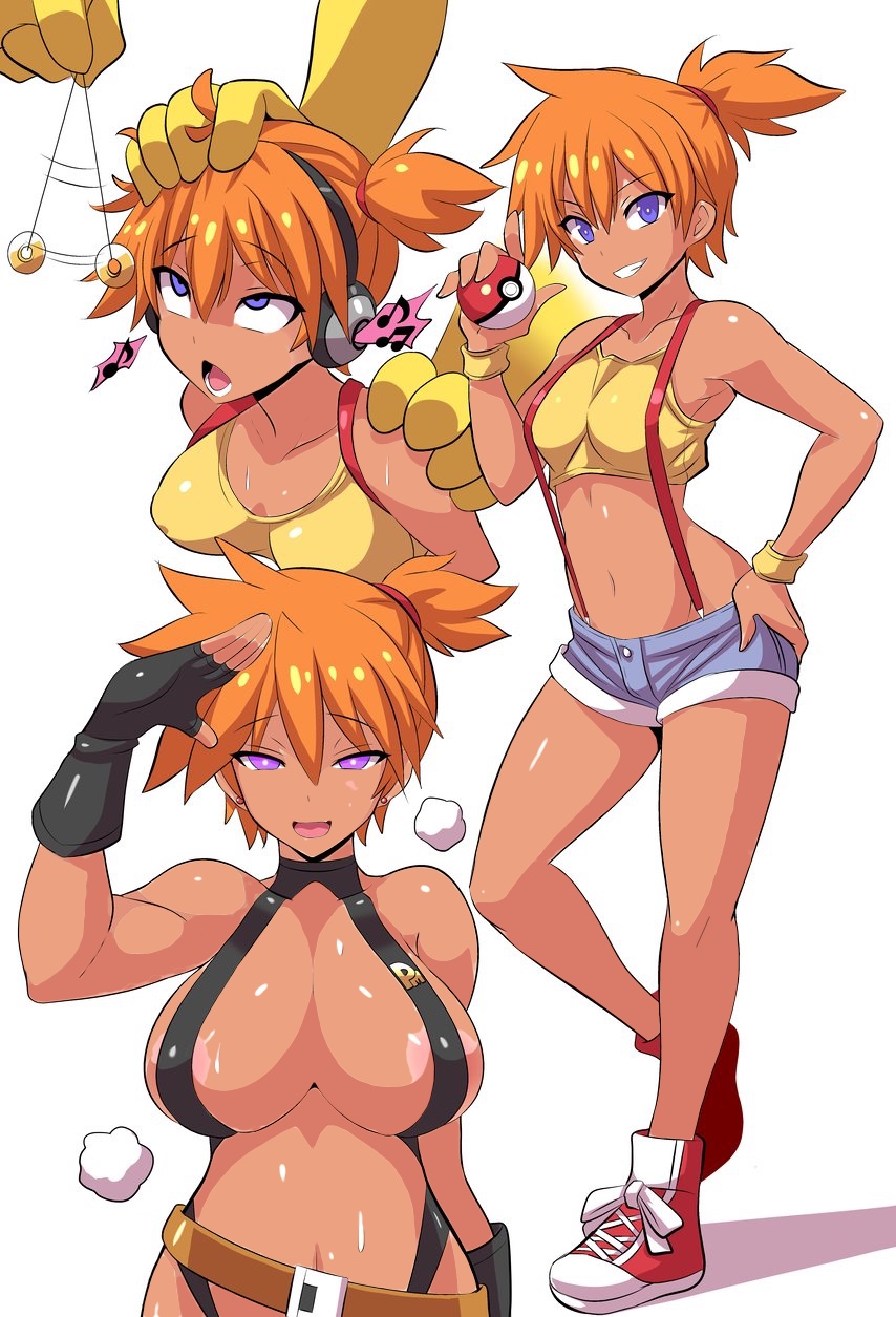 1girls :d ahe_gao alternate_eye_color alternate_outfit ambiguous_gender anime_style areola_slip areolae arm_at_side arm_up asymmetrical_hair bare_legs bare_shoulders belly belt big_breasts black_gloves blush brainwashing breast_expansion breasts breath bright_pupils busty clavicle cleavage clothed clothing coin corruption covered_nipples dark_nipples denim denim_shorts earrings edited elbow_gloves empty_eyes eyebrows_visible_through_hair female femsub fingerless_gloves footwear full_body full_cleavage furry gloves green_eyes grin hair_tie half-closed_eyes hand_on_head hand_on_hip hand_on_hips handwear happy_sub head_grab headphones heavy_breathing high_resolution highleg holding holding_object holding_poke_ball hourglass_figure human hypno hypnosis jewelry kasumi_(pokemon) konno_tohiro large_breasts legs looking_at_viewer looking_up midriff mind_control motion_lines multiple_views musical_note navel nintendo nipples no_socks one_arm_up one_side_up open_mouth pale_skin pendulum pink_eyes poke_ball pokemon pokemon_(species) pokemon_rgby pokephilia ponytail purple_eyes quaver red_footwear red_hair red_shoes revision ribbon rolling_eyes salute shadow shiny shiny_skin shirt shoe_ribbon shoes short_hair short_shorts shorts shoulder_grab side_ponytail sideboob simple_background sleeveless small_breasts smile sneakers solo_focus standing stomach stud_earrings suspenders sweat sweatband tank_top teeth third-party_edit tied_hair tomboy topless upper_body voluptuous wavy_mouth white_background white_ribbon wristband wristwear yellow_fur