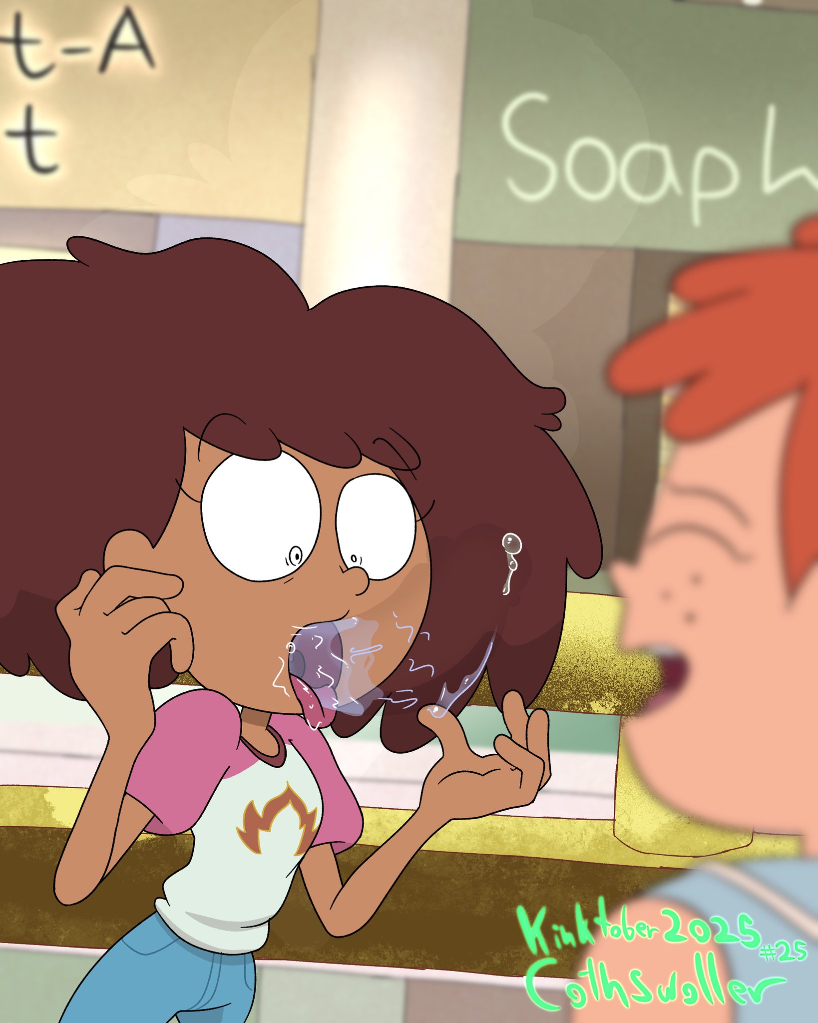 amphibia, amphibia (series), anne boonchuy, blowjob, cothswoller, dubious consent, fellatio, female, forced oral, futanari, ghost, ghost girl, implied fellatio, invisible, invisible penis, male, marcy wu, penis, possession, precum, reverse blowjob, reverse fellatio, spit, spit on penis, sucking, sucking penis, tagme