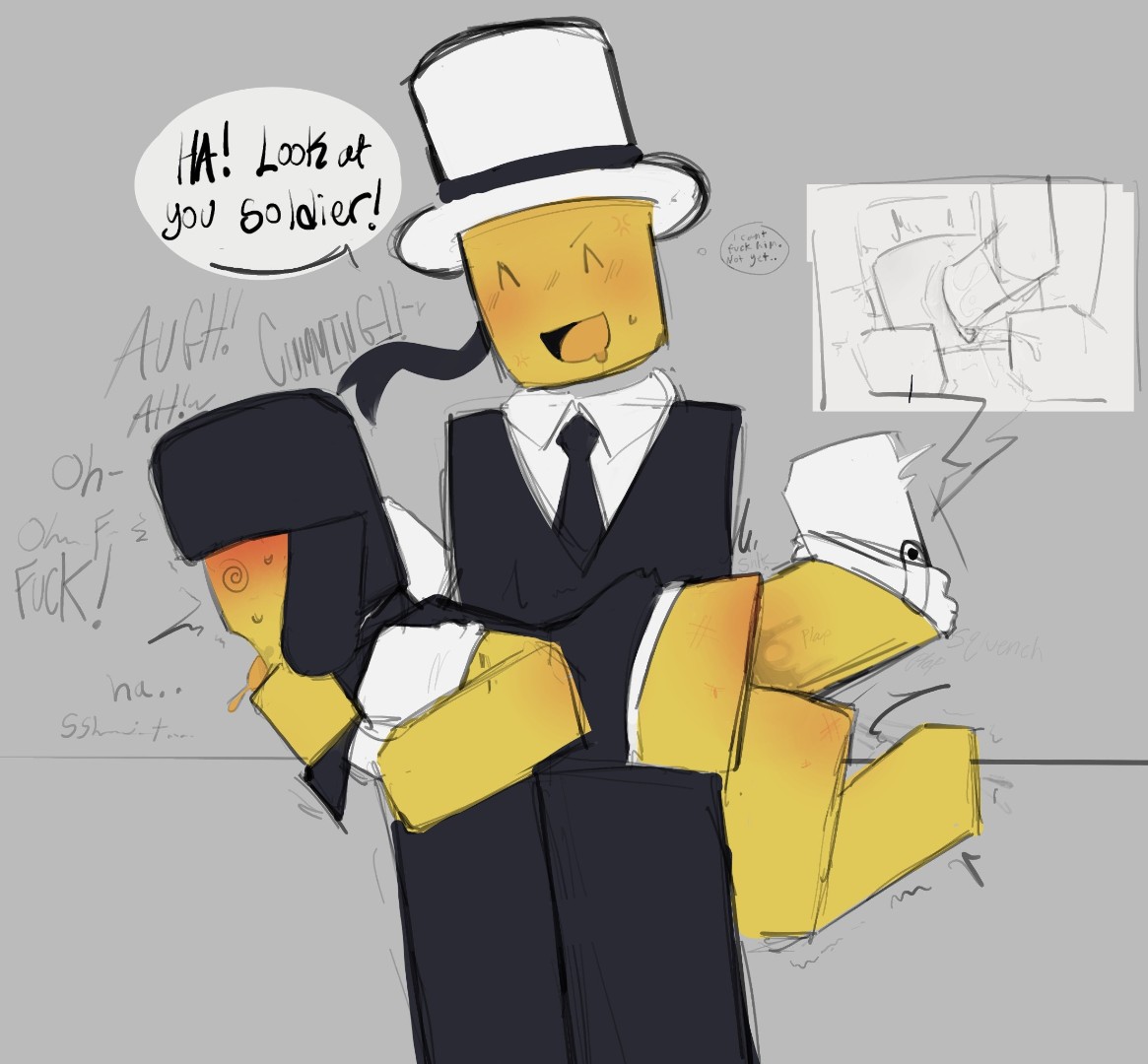 ahe gao, artist request, blocky body, bottomless, consigliere (forsaken), fisting, fisting pussy, forsaken (roblox), gay, gooner, henchmen, mafia, repost, roblox, roblox game, robloxian, soldier (forsaken), speech bubble, tagme, vaginal fisting, vaginal penetration, yaoi, yellow skin