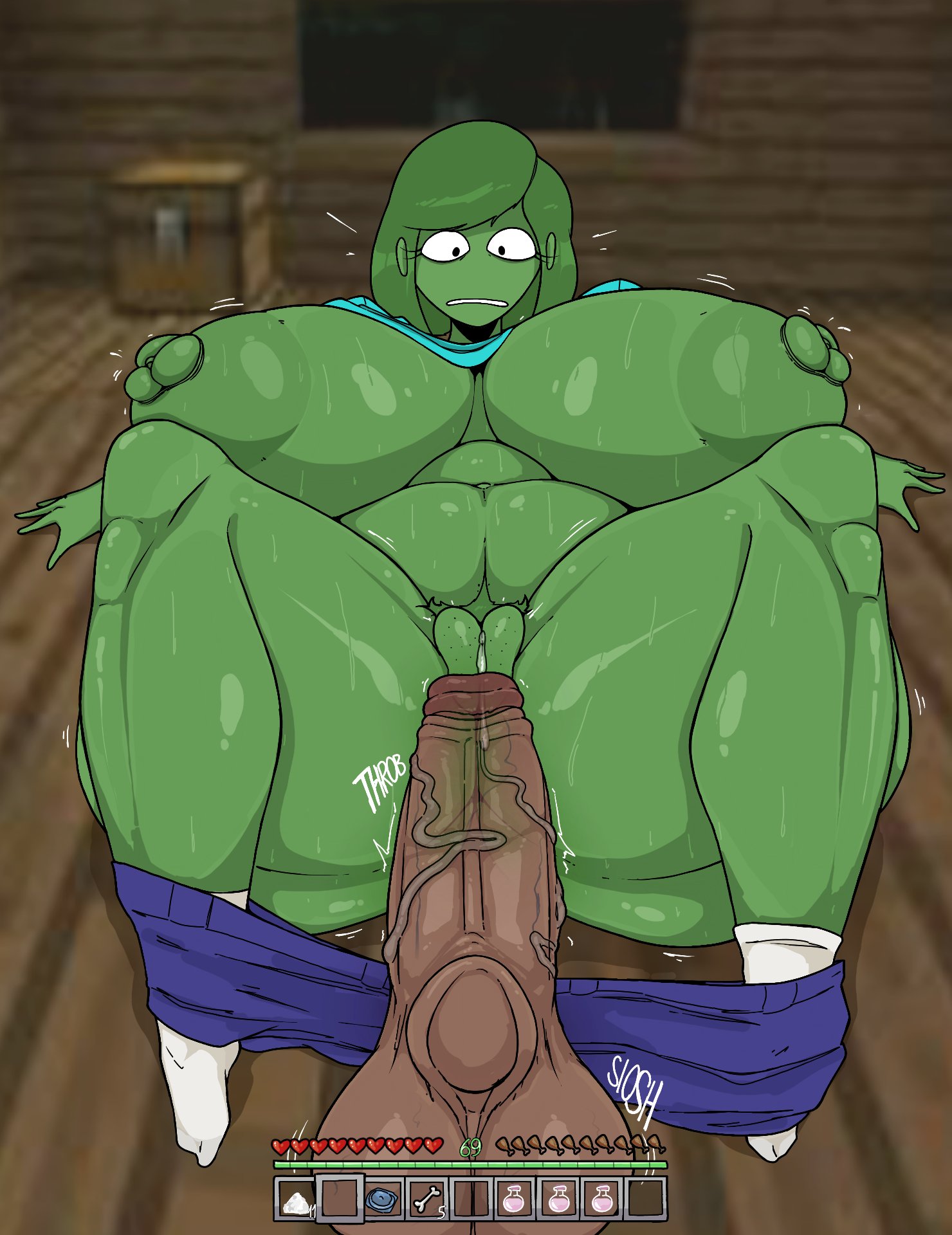 1boy, 1girls, about to pound the fuck outta em, anus, areola, ass, big areola, big ass, big breasts, big nipples, big penis, big thighs, breasts, disembodied penis, erect nipples, female, gigantic ass, gigantic breasts, gigantic thighs, green eyes, huge areola, huge ass, huge breasts, huge cock, huge nipples, huge penis, huge thighs, human, hyper, hyper ass, hyper breasts, hyper thighs, male, minecraft, nipples, penis, pussy, short hair, steve (minecraft), straight, sweat, sweatdrop, sweating, theimmortalguy, thick thighs, thighs, zombie, zombie (minecraft), zombie girl