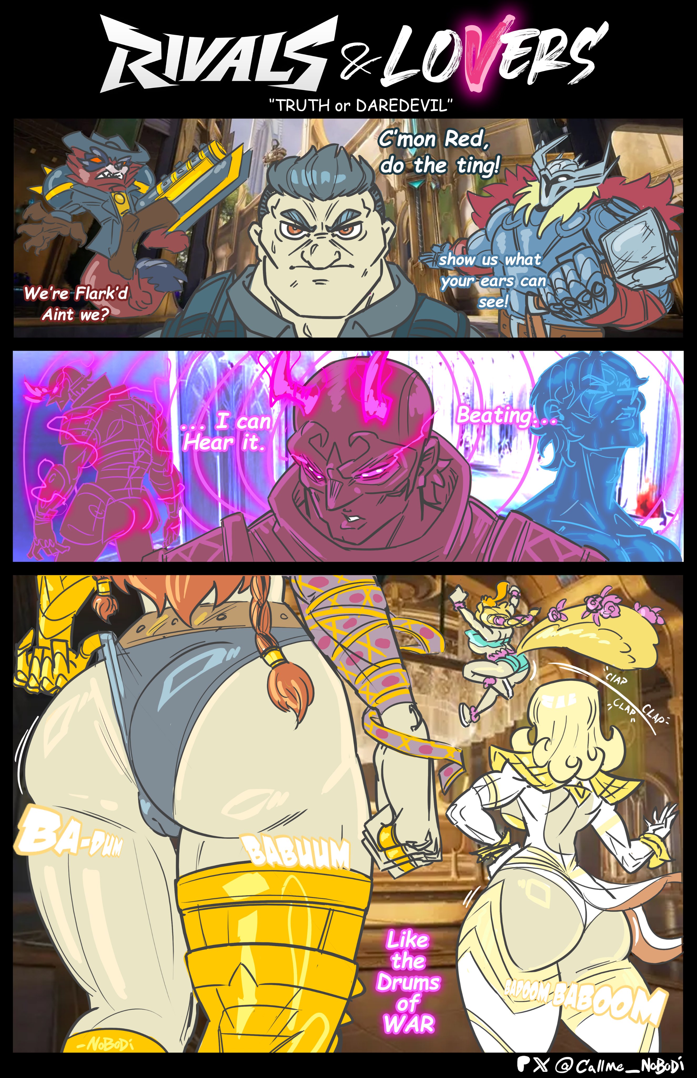 2025, 3girls, 4boys, angela (aldrif odinsdottir), armor, armored female, ass, ass focus, back view, big ass, big breasts, blonde hair, bouncing ass, breasts, daredevil, daredevil (marvel rivals), daredevil (series), doreen green, earrings, emma frost, emma frost (marvel rivals), emma frost (phoenix diamond), english text, female, guardians of the galaxy, humor, male, marvel, marvel comics, marvel rivals, muscular, muscular arms, muscular female, muscular legs, muscular thighs, nobodi, pulling panties, punisher (francis castle), punisher (marvel comics), punisher (marvel rivals), pussy, pussy lips, red hair, red-haired female, rocket raccoon, rocket raccoon (marvel rivals), sideboob, squirrel girl (marvel rivals), squirrel girl (marvel), squirrel girl (sunshine squirrel), squirrel tail, text, thick ass, thick thighs, thor (marvel rivals), thor (marvel), thor (series), tight clothing, wedgie, x-men