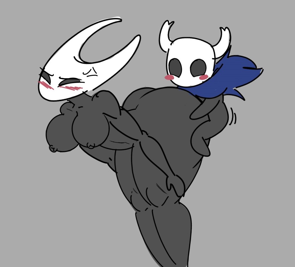 big ass, bigger female, hollow knight, hornet (hollow knight), incest, siblings, size difference, smaller male, the knight (hollow knight)