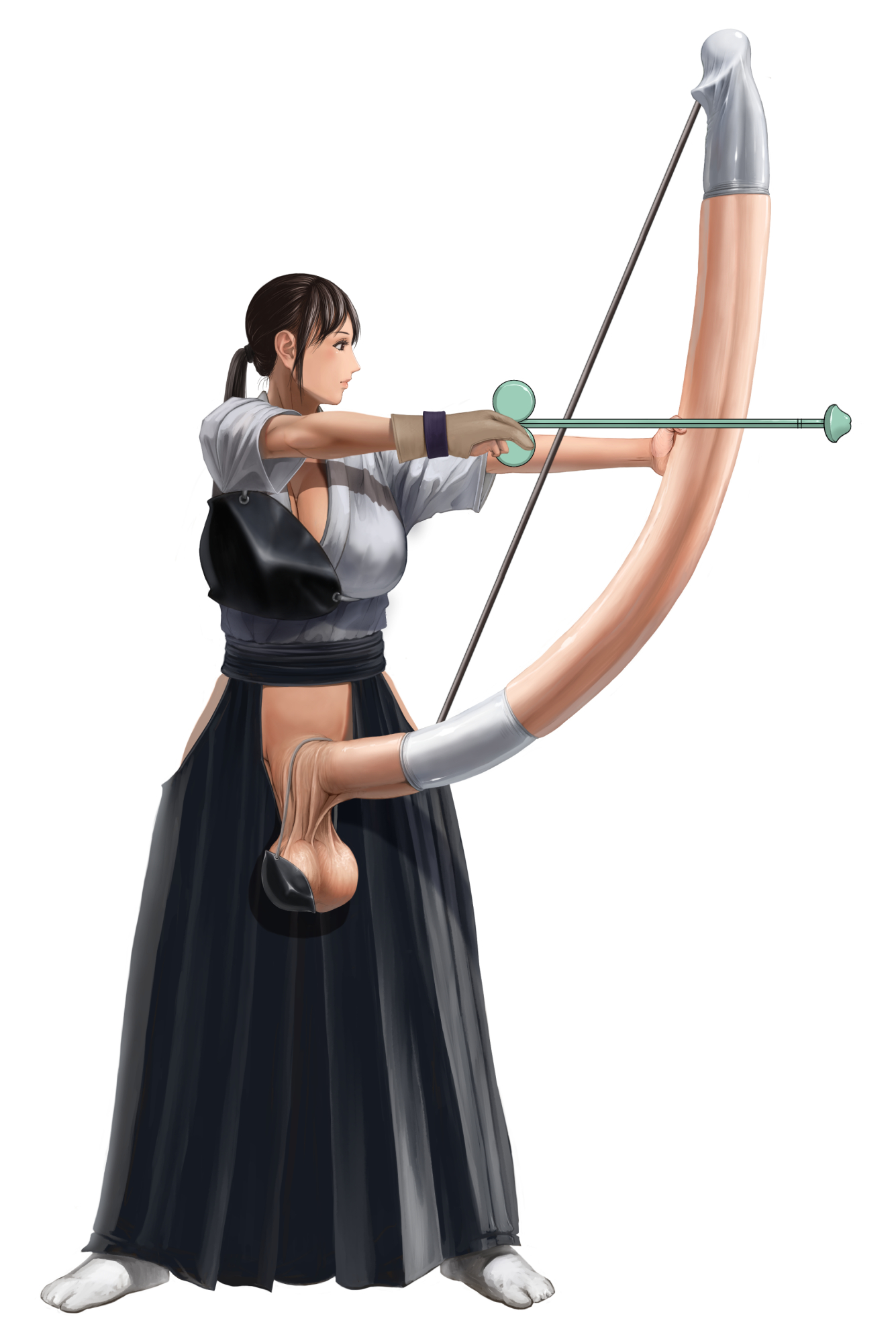 1futa, areolae, arrow (weapon), balls, big areola, big balls, big breasts, big nipples, big penis, big testicles, breasts, censored, clothed, clothing, cock, dick, dickgirl, erect penis, erection, futa only, futanari, huge areolae, huge balls, huge breasts, huge cock, huge nipples, huge testicles, human, intersex, large areolae, large balls, large breasts, large penis, large testicles, long hair, long penis, nipples, nonsexual, nonsexual nudity, pale skin, penis, scrotum, siranui, solo, solo futa, testicles, veiny penis, very long penis, weaponized penis