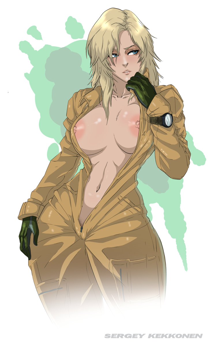 1girls blonde_hair breasts eva_(metal_gear_solid) jumpsuit large_breasts metal_gear metal_gear_solid nipple_slip nipples sergey_kekkonen solo tagme unzipped