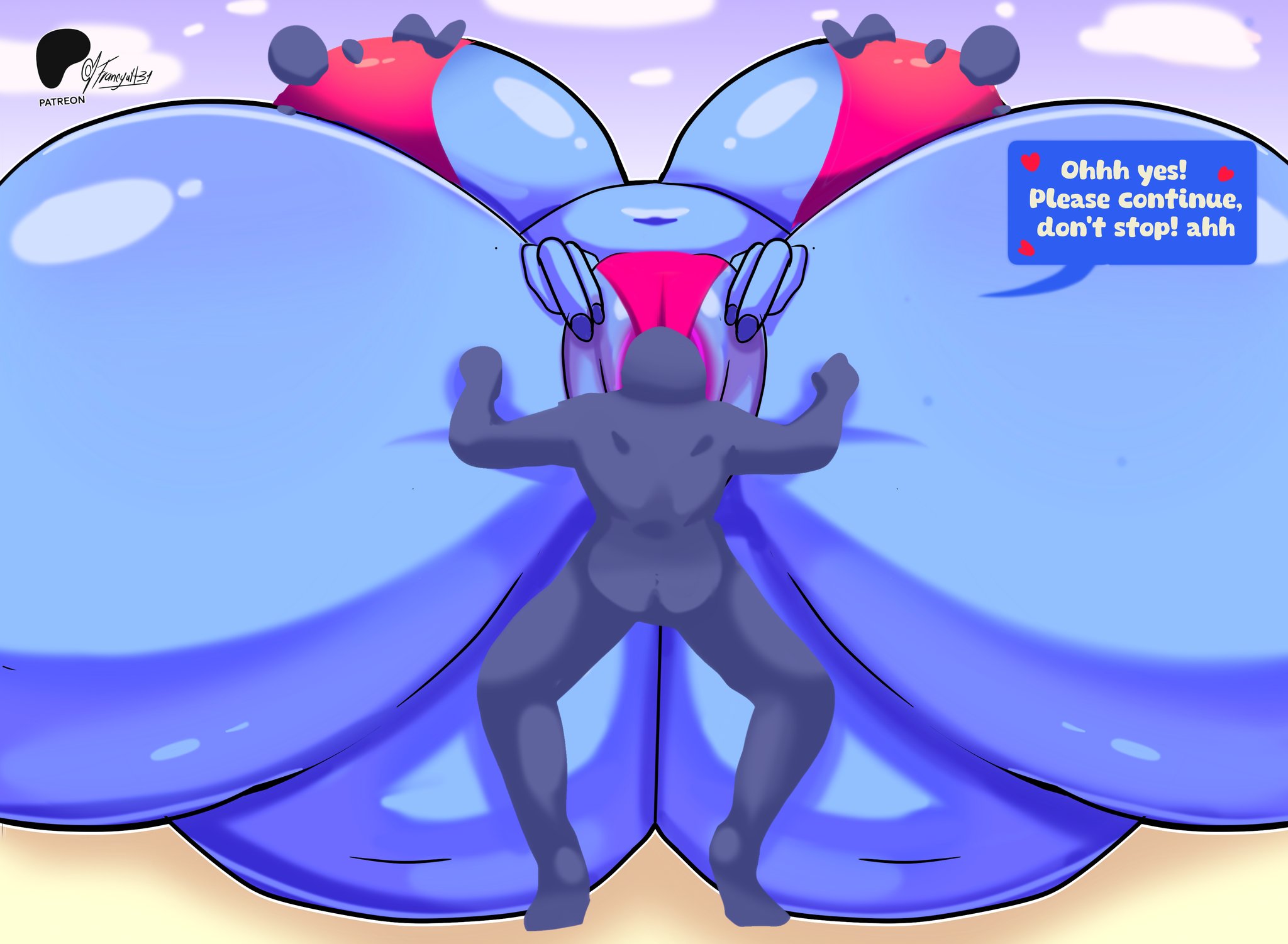 1girls, alien, alien girl, ass, big ass, big breasts, big butt, blue diamond (steven universe), blue skin, breasts, cartoon network, fat ass, fat butt, female, francyart34, gem (species), giantess, huge ass, huge breasts, huge butt, large ass, large breasts, large butt, larger female, male, massive ass, massive breasts, massive butt, size difference, smaller male, steven universe, tagme, text, thick thighs, thighs