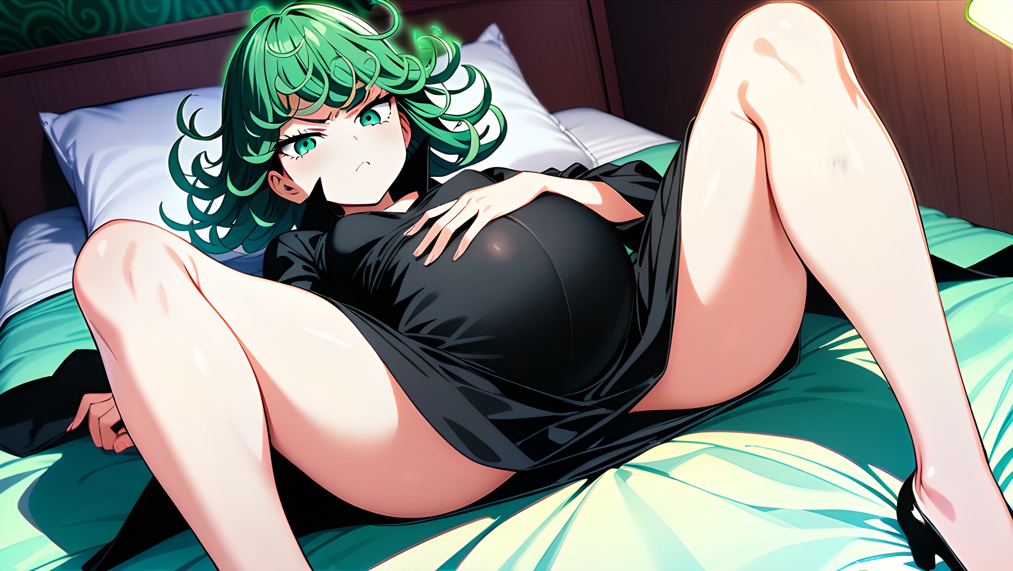 1girls, after sex, ai generated, annoyed, annoyed expression, ass, ass up, bed, bedroom, bent over, breasts, cum, cum in ass, cum in pussy, cum inside, female, forced, forced anal, forced orgasm, green eyes, green hair, one-punch man, open legs, orgasm, pregnancy, pregnant, pregnant female, pussy, satisfied, short hair, slender, slender legs, small breasts, smaller female, stomach, tatsumaki, tears