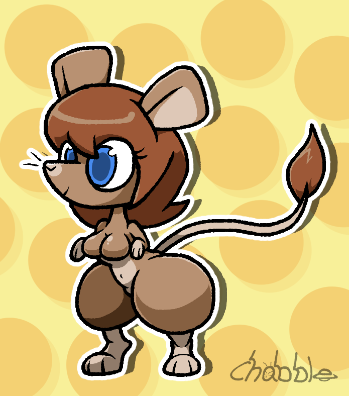 anthro blue_eyes brown_hair chabble kangaroo_rat rodent rodent_tail smile