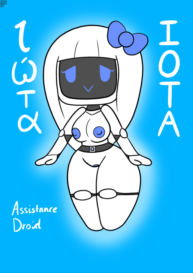 android ass brokenrekordbro female female_only front_view humanoid iota_(brokenrekordbro) looking_at_viewer mob_face nipples original original_character pussy robot robot_girl shortstack tagme text thighs white_body