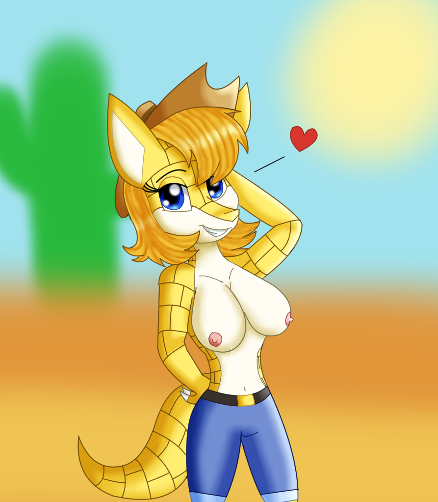 1girls 2019 anthro anthrofied armpits big_breasts blonde_hair blue_eyes breasts cactus clothed clothing cowboy_hat cowgirl_(pokemon) desert female female_only flirting hair heart kendratheshinyeevee looking_at_viewer mammal navel nintendo nipples original_character outside pokémon_(species) pokemon pokemon_rgby pokemorph sammi_the_sandshrew sandshrew seductive smile solo sun teeth topless video_games