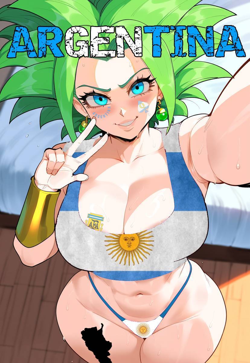 1girls ai_generated argentina argentine_flag argentinian_flag argentinian_flag_bikini artist_name artist_request big_breasts big_breasts bikini blue_eyes dragon_ball dragon_ball_super edit edited edited_image female female female_focus female_only green_hair huge_breasts huge_breasts kefla light-skinned_female light_skin peace_sign raceplay saiyan_girl smile smiling smiling_at_viewer thong thong_bikini