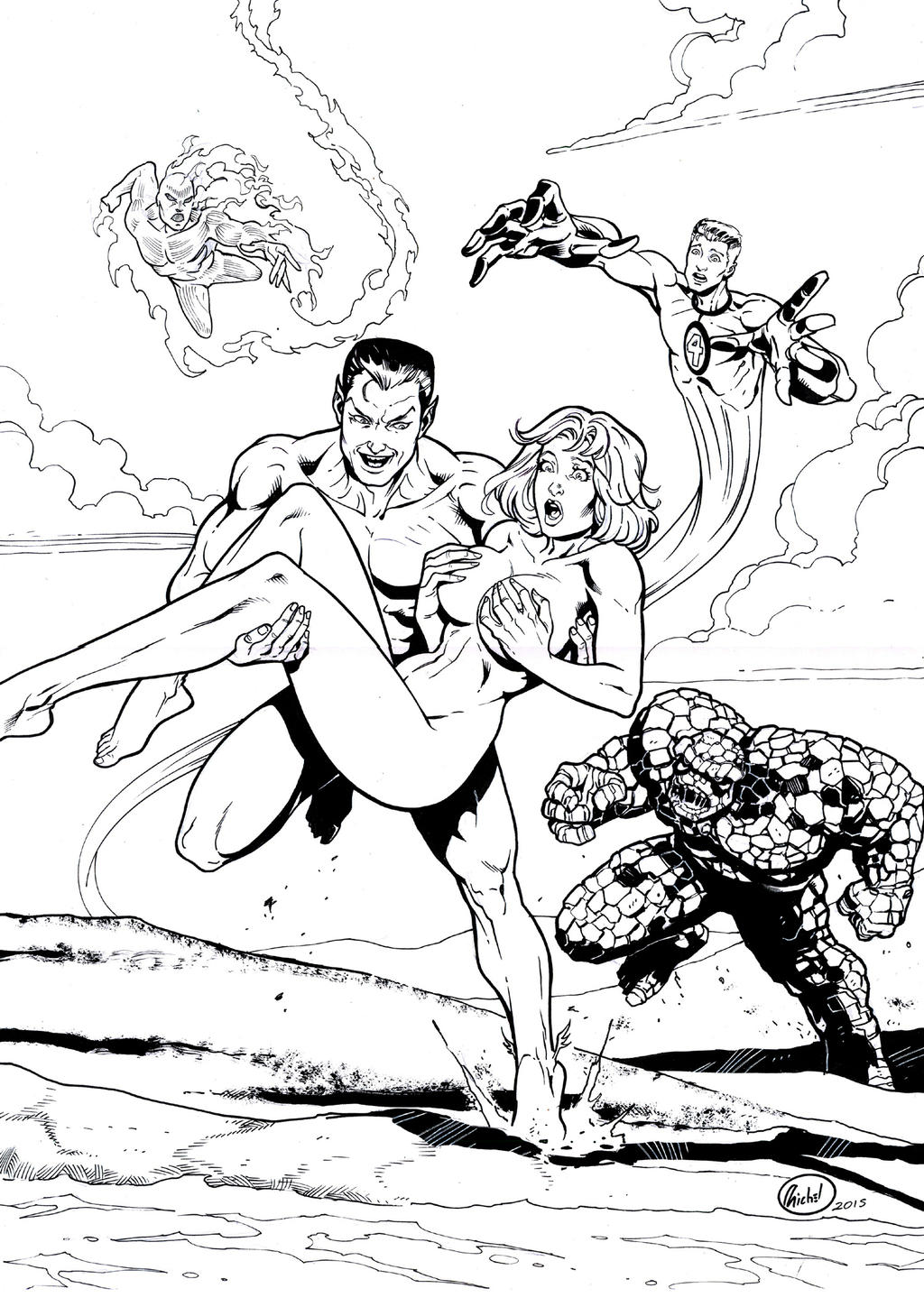 2015 beach beach_background ben_grimm black_and_white breasts captured captured_heroine covering_breasts cuckold cuckolding exposed fantastic_four female fully_clothed_male human_torch invisible_woman johnny_storm kidnap kidnapped kidnapped_female kidnapped_girl kidnapping male marvel marvel_comics mr_fantastic naked naked_female namor namor_the_sub-mariner nude nude_female nudity pointy_ears reed_richards rene_micheletti running running_bond shocked shocked_expression sue_richards sue_storm the_thing_(marvel)