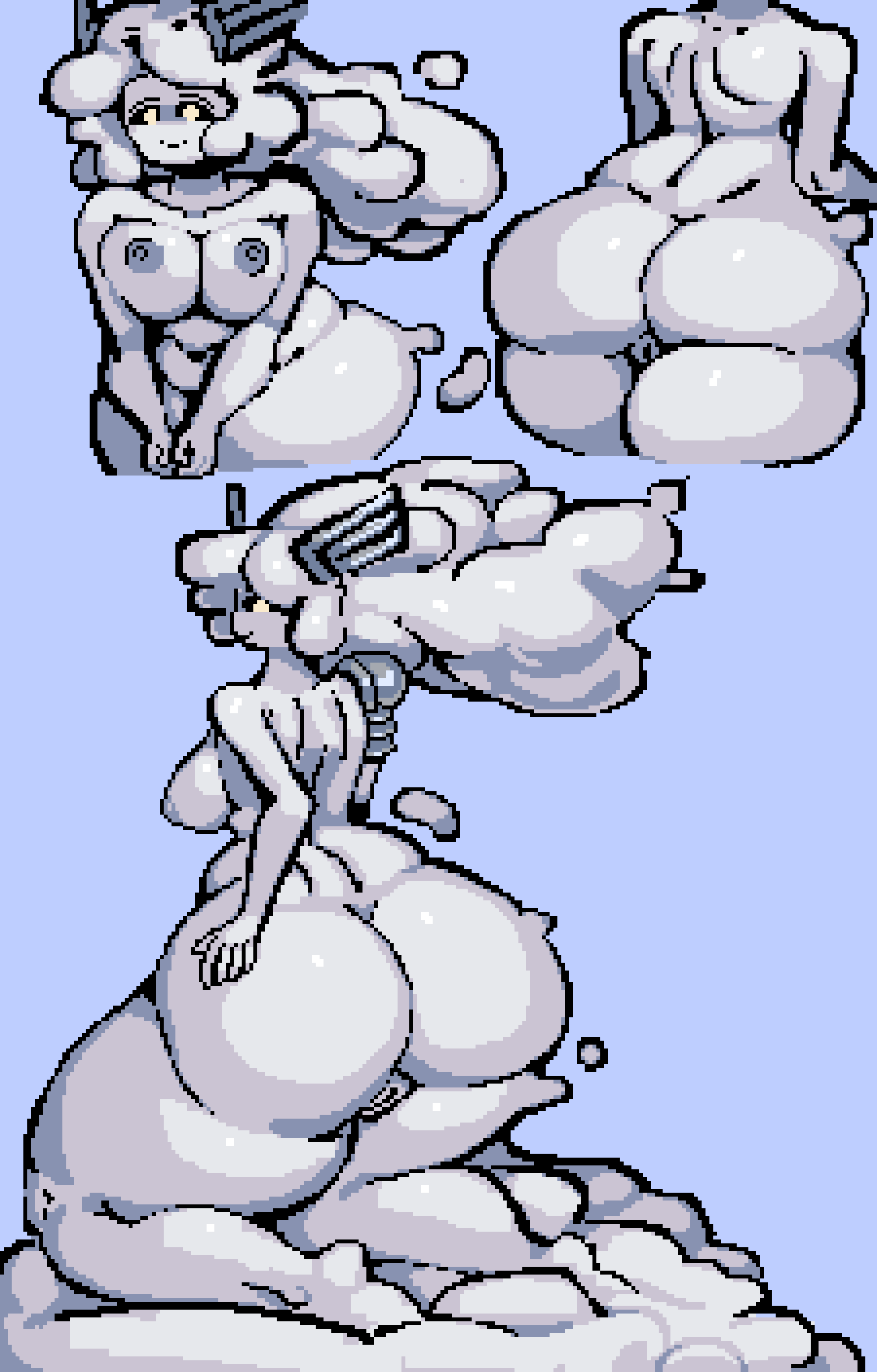 air_creature armor big_ass big_breasts cloud_elemental cloud_humanoid clouds pixel_art self_upload terraria