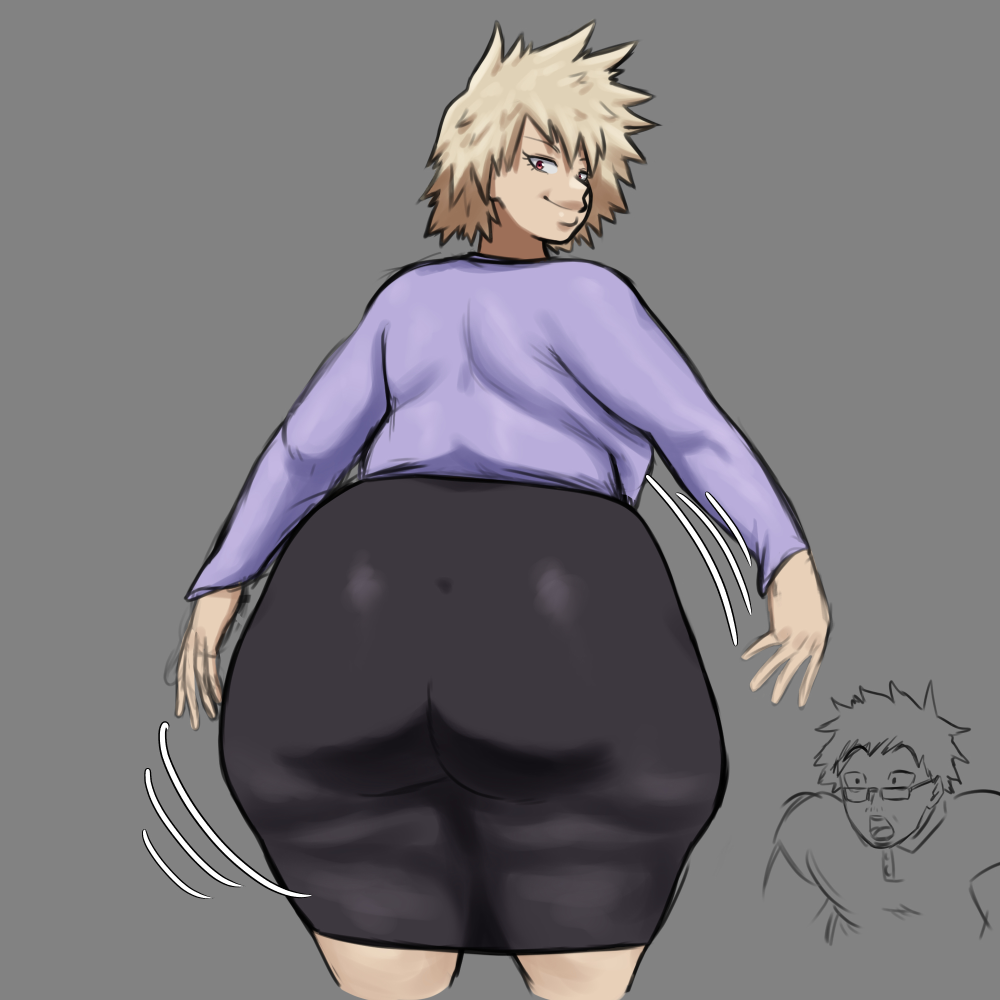 1girls, ass, back view, big ass, clothing, female, female only, huge ass, human, isxues, mitsuki bakugou, my hero academia, standing, tight clothing, wide hips