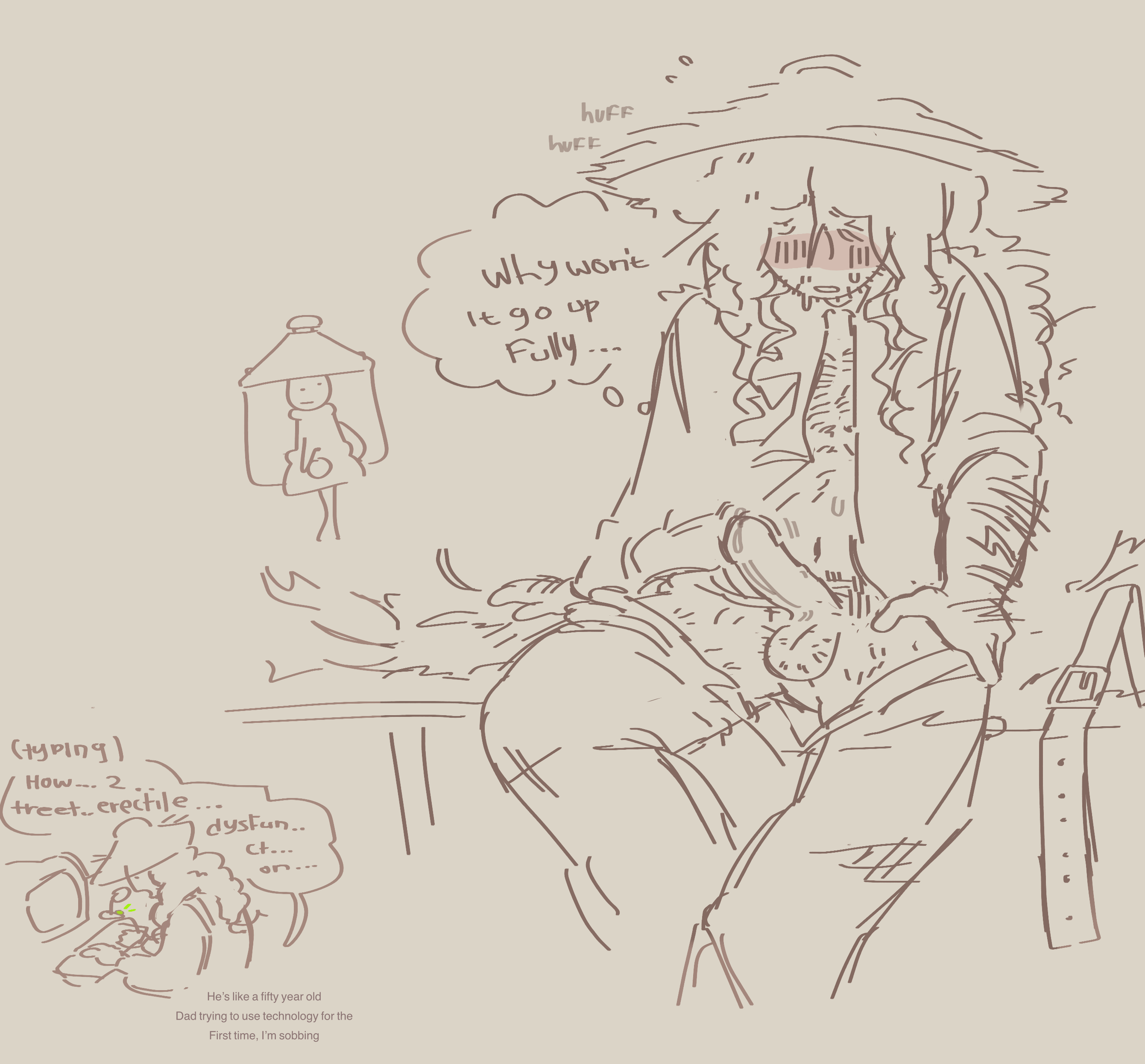 airy (hfjone), erectile dysfunction, gijinka, hfjone, humanization, male, object show, object shows, panting, pants down, penis, realistic proportions, sillykittycake
