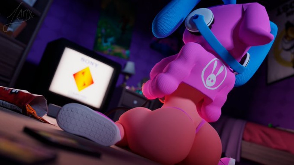 1girls, 3d, 3d (artwork), adriandustred, ass, fat ass, female, female focus, female only, headgear, headphones, headwear, koko (adriandustred), large ass, playstation, playstation 1, sitting, sony corporation, sony interactive entertainment, tagme, thick ass, thick thighs