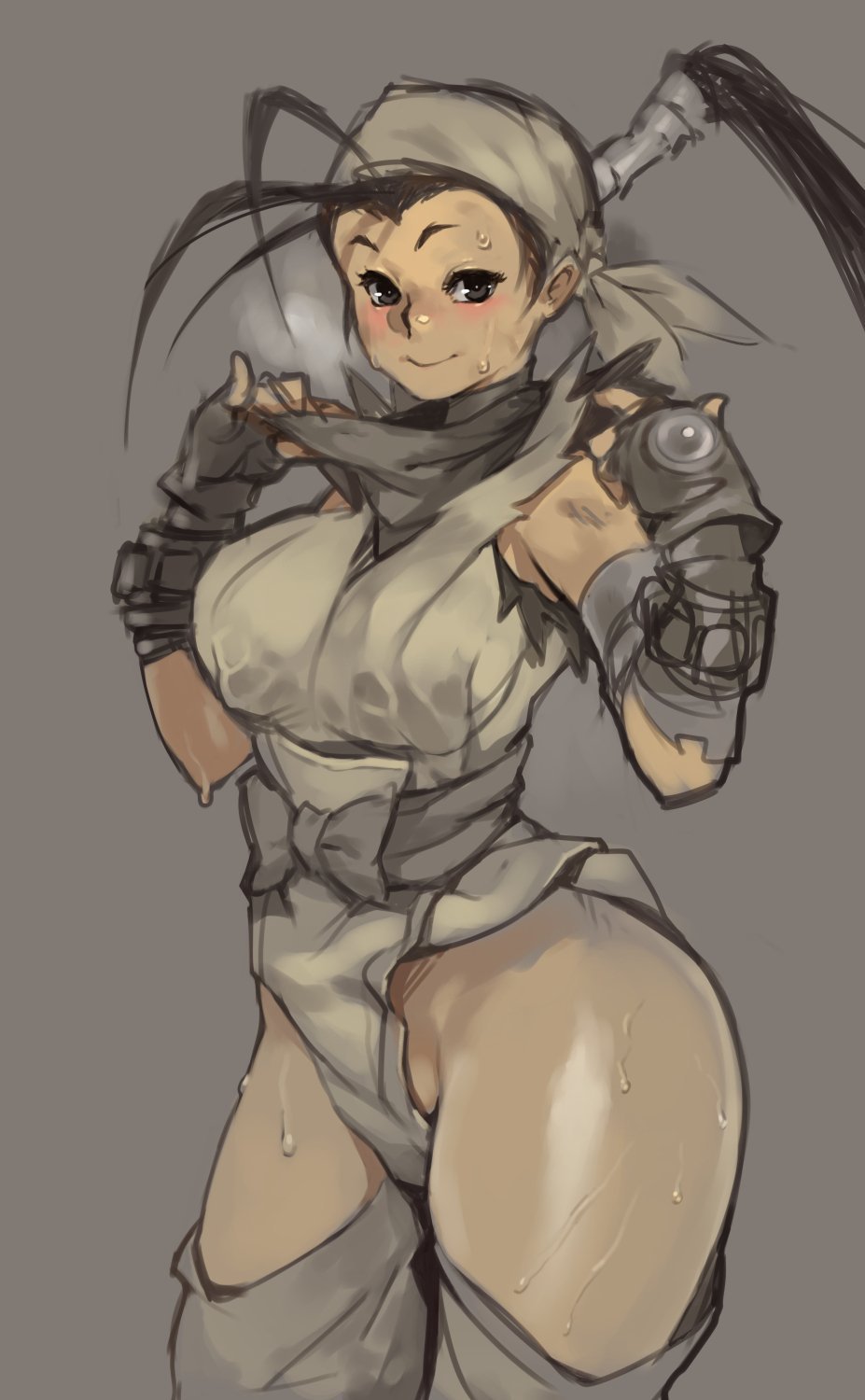 1girls, capcom, female, heavy breathing, ibuki (street fighter), ninja, norasuko, street fighter, sweat, thighs