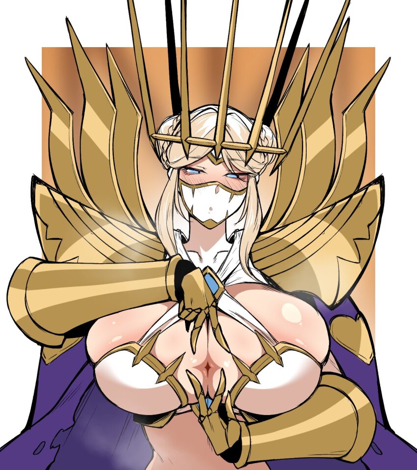 blue eyes, cero rains, crown, digimon, digimon (species), digimon story, digimon story: time stranger, junomon, mask, paizuri invitation