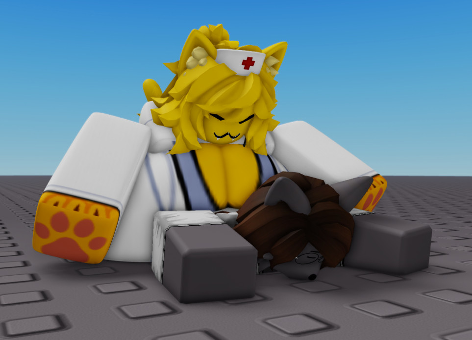 2girls, 3d, baseplate, big breasts, bradythewwefan, breasts, cleavage, drretro (regretevator), female, female only, furry, huge breasts, regretevator, ribbons (bradythewwefan), roblox, roblox game, robloxian, tagme, thick thighs, wide hips, yuri