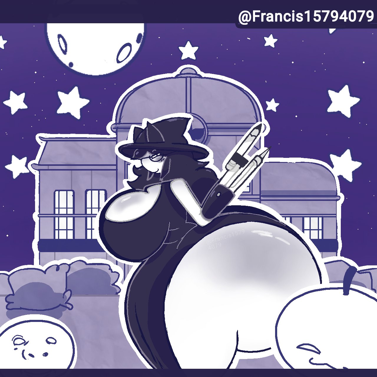 1girls, ass, ass bigger than head, big ass, dress, female, female focus, female only, francis15794079, fundamental paper education, gigantic ass, gigantic butt, gigantic thighs, halloween, miss circle (fundamental paper education), side view, solo, solo female, solo focus, thick thighs, thighs
