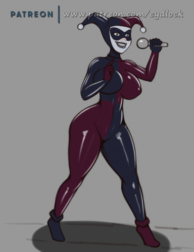 1girls, 2019, big breasts, breasts, busty, clothed, curvy, cute, cydlock, dc, dc comics, female, harley quinn, harley quinn (classic), large breasts, solo, wide hips