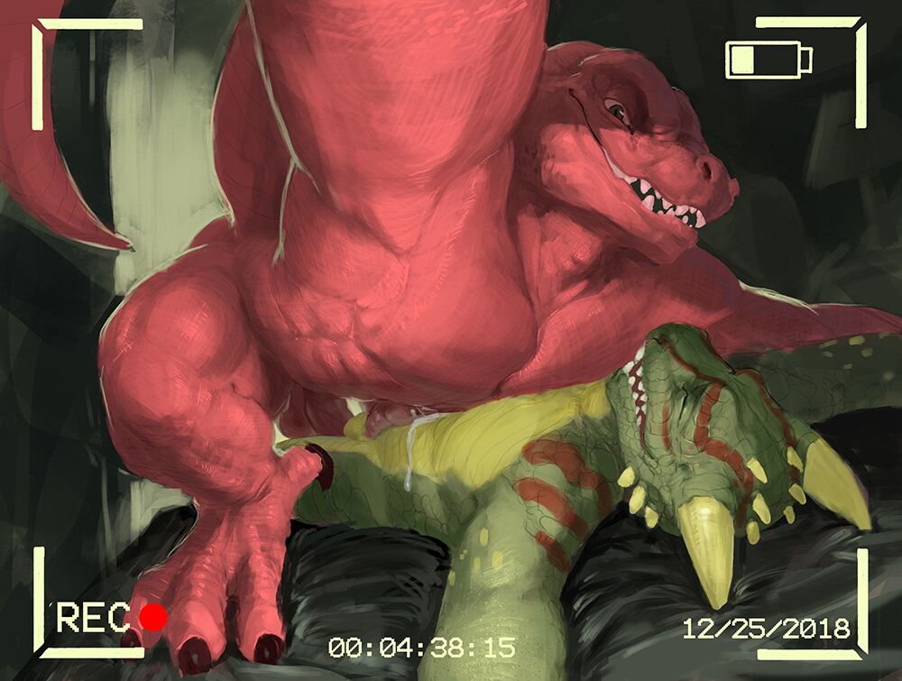anal anal_sex anthro argonian balls cum cum_while_penetrated dinosaur dragon duo erection horn killioma lizard male muscular muscular_male nude penetration penis recording reptile scalie selfie sex smile the_elder_scrolls yaoi