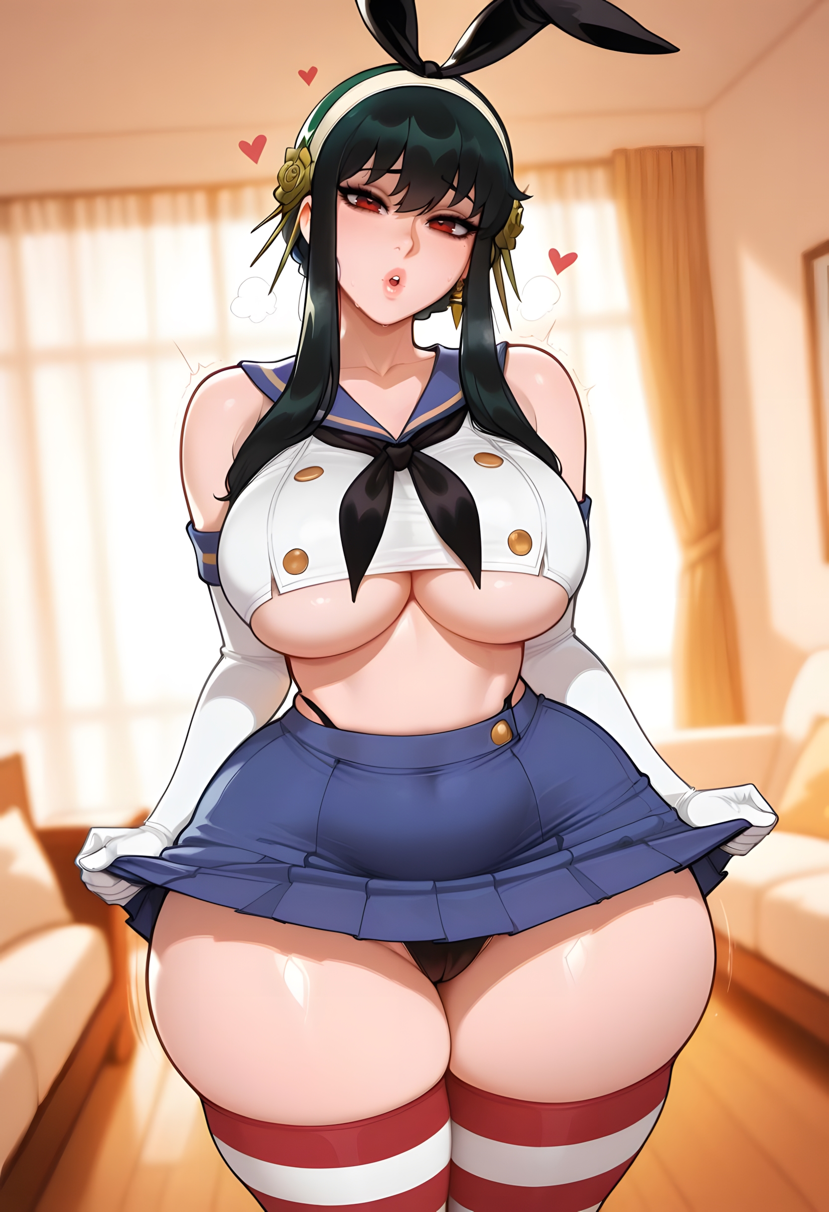 1girls, ai generated, black hair, busty, curvaceous, curvaceous body, curvaceous female, curvaceous figure, curvy, curvy body, curvy female, curvy figure, curvy hips, dreamcoreart, female, female only, hi res, highres, huge ass, huge breasts, light-skinned female, long hair, naughty face, shimakaze (kantai collection) (cosplay), solo, solo female, spy x family, stable diffusion, teasing, teasing viewer, thick thighs, voluptuous, voluptuous body, voluptuous female, yor briar, yor forger