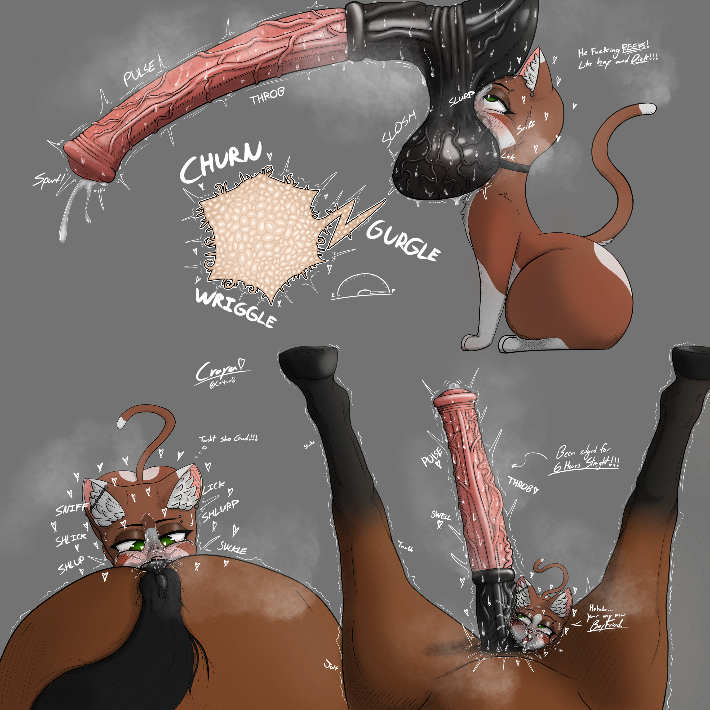 ball x-ray, balls, balls on face, balls x-ray, ballsack, beast rimming, beastiality, big ass, big balls, big butt, big muscles, big penis, blowjob, blowjob face, brown body, brown fur, cat ears, cat girl, cat tail, choker, churning, churning balls, couple, cr4vr0, doodle, edging, equine, equine anus, equine balls, equine genitalia, equine penis, face on ass, face on balls, face on butt, face on penis, faceless male, feline, fellatio, female, femdom, feral, feral on feral, feral only, feral penetrated, feral penetrating, green eyes, grey background, gurgle, gurgling, gurgling balls, gurgling noise, heart, heart eyes, heart symbol, heart-shaped pupils, hearts around head, hi res, high quality, high resolution, highres, horse, horse on female, horse penis, horsecock, huge ass, huge balls, huge butt, huge cock, huge testicles, large ass, large balls, large butt, large penis, large testicles, larger male, licking, licking ass, licking balls, licking penis, musk, onomatopoeia, oral, oral fixation, oral penetration, oral sex, peircings, penis on face, pierced ear, pierced ears, piercing, piercings, pov, pov sex, rimjob, rimming, rimming horse, rimming male, saliva, saliva drip, saliva on anus, saliva on face, saliva on penis, saliva on tongue, saliva string, saliva trail, salivating, side view, size difference, size play, size queen, smaller female, smell, sniffing, straight, sweat, sweatdrop, sweating, sweaty, sweaty ass, sweaty balls, sweaty body, sweaty butt, tail, tail markings, tail tuft, tails, taint, taint bulge, text, text bubble, text focus, top view, tremble, tremble lines, tremble spikes, trembling, trembling for pleasure, trembling legs, trembling lines, trembling penis, trembling pleasure, trembling spikes, vein, veins, veins on dick, veiny, veiny balls, veiny penis, veiny testicles, viewed from above, virile, white body, white fur