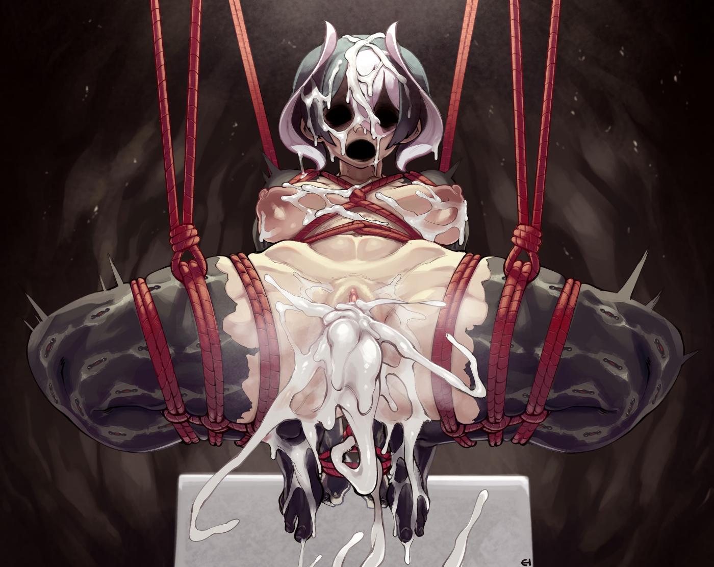 1girls, anus, areolae, ass, big breasts, bondage, breasts, creepy, cum, cum in ass, cum in pussy, cum inside, cum on breasts, cum on face, cum on thighs, death, death by snoo snoo, eigaka, female, female death, female only, hollow eyes, large breasts, made in abyss, nipples, overflow, ozen, pussy, restrained, solo, spread legs, suspension