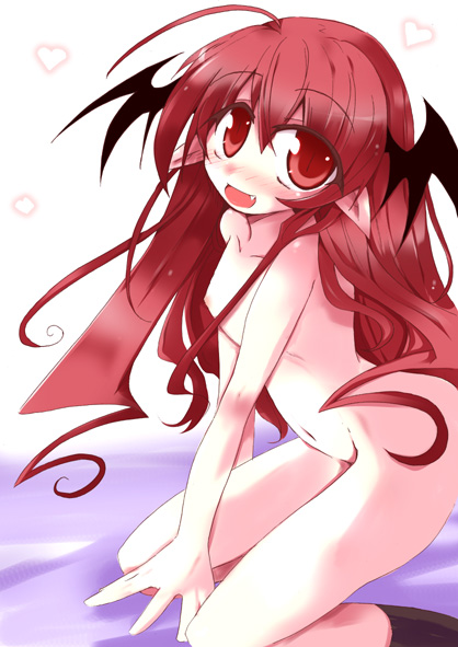 head_wings koakuma nude shirogane_(platinum) solo succubus the_embodiment_of_scarlet_devil touhou