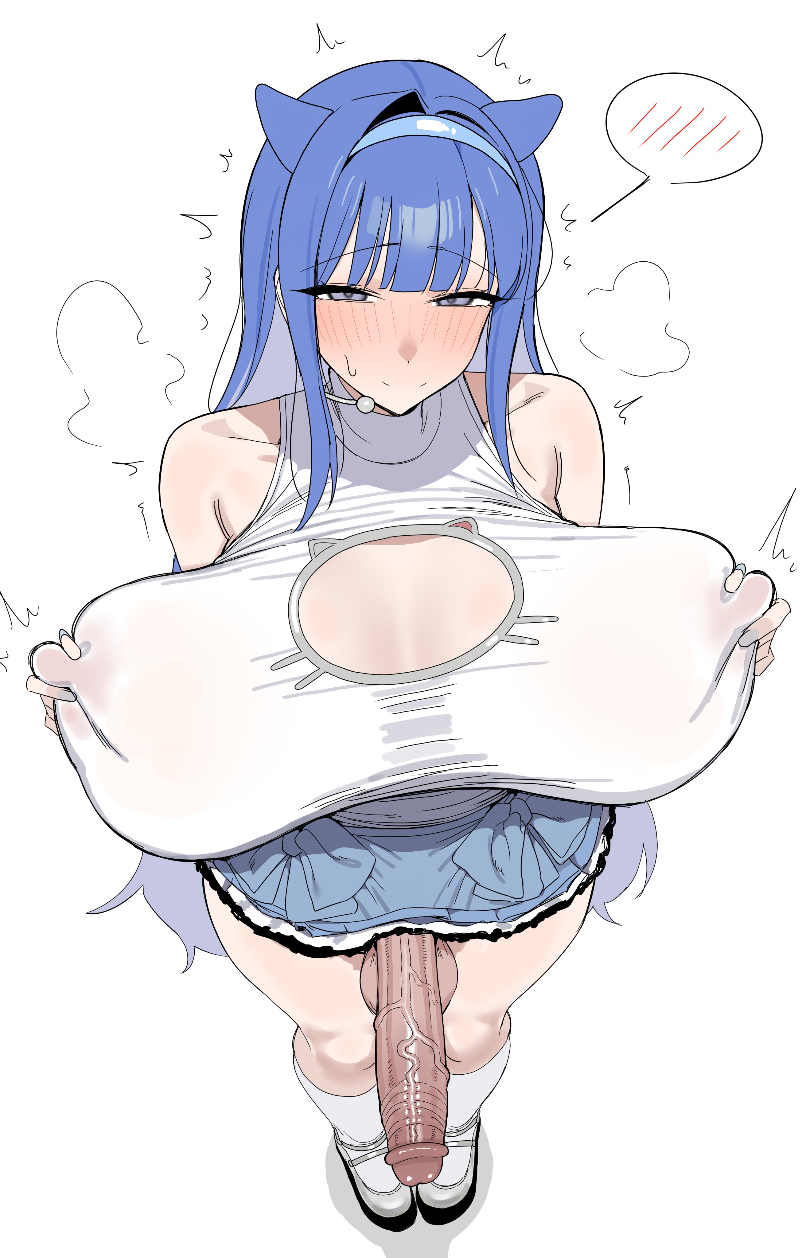 1futa, arcana (nikke), big breasts, big penis, blue hair, busty, dick, dickgirl, futa only, futanari, goddess of victory: nikke, huge breasts, huge cock, huge penis, large breasts, large penis, massive breasts, nipples, penis, veiny penis, ysz