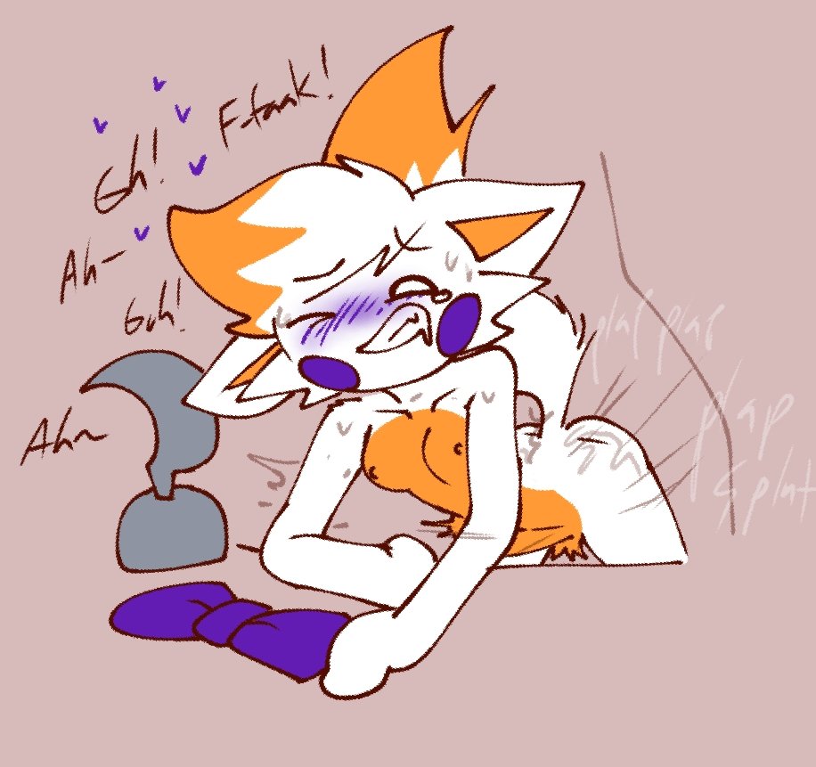 anthro, backshots, drooling, five nights at freddy's, five nights at frickbears, five nights at frickbears 3, fox, fox ears, fox tail, furry, furry female, grinning, human, lemondiamond42, lolbit (fnaf), lolbit (frickbears), moaning, onomatopoeia, penetration, penetration from behind, self upload, straight, sweat, sweating