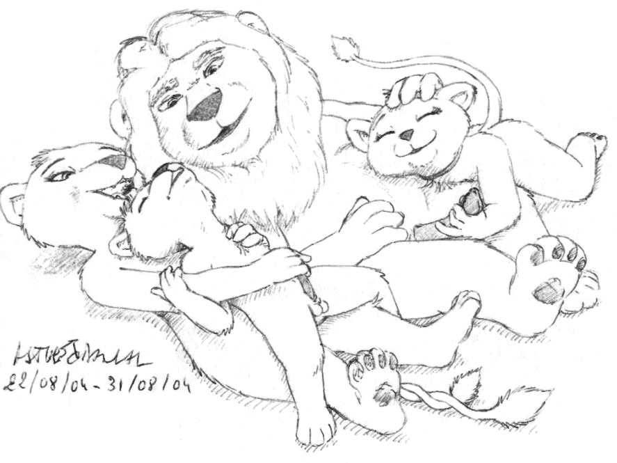 2004 anthro anthro_only asthexiancal father_and_daughter father_of_the_pride handjob hunter_(father_of_the_pride) incest kate_(father_of_the_pride) larry_(father_of_the_pride) lion lioness monochrome mother_and_son sierra_(father_of_the_pride) tail white_lion