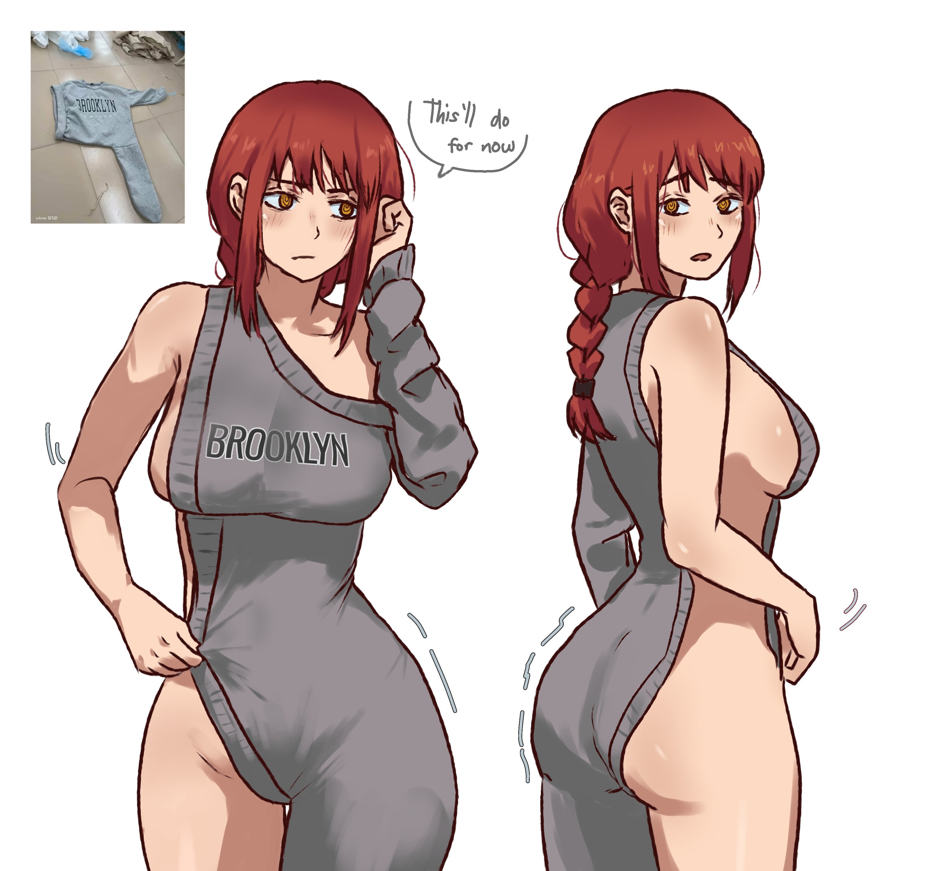 ///, 1girls, 2d, 2d (artwork), 2d artwork, adjusting hair, adult, adult female, alternate angle, alternate view, anime, anime character, anime girl, antagonist, ass, ass cleavage, ass crack, backboob, background, baddie, bewitching thighs, big boobs, big breasts, blank background, blush face, blush lines, blushing, blushing at viewer, blushing female, blushing lines, braid, braided hair, braided ponytail, braids, breasts, busty, busty female, busty girl, butt, butt crack, chainsaw man, child bearing hips, collarbone, color, colored, cowboy shot, curvaceous, curvaceous body, curvaceous female, curvaceous figure, curvaceous hips, curvy, curvy ass, curvy body, curvy female, curvy figure, curvy hips, dialogue, dialogue bubble, dialogue speech bubble, different angle, digital, digital art, digital drawing, digital drawing (artwork), digital media, digital media (artwork), drawing, elbows, embarrassed, embarrassed expression, embarrassed female, english, english dialogue, english text, eye-level view, eyebrows visible through hair, eyes, facing viewer, fanart, female, female focus, female only, fertile, fertile hips, fingers, flushed, flushed cheeks, flushed face, flustered, flustered female, from front, from side, front view, frown, frown eyebrows, frowning, frowning at viewer, glistening ass, glistening boobs, glistening breasts, glistening butt, glistening hair, glistening legs, glistening shoulders, glistening skin, glistening thighs, glossy ass, glossy breasts, glossy butt, glossy hair, gluteal fold, groin, hips, hourglass figure, inframammary fold, knees out of frame, large boobs, large breasts, lascivious, lean figure, leg out of frame, legs out of frame, long hair, looking at viewer, looking sideways, looking to the side, makima (chainsaw man), manga character, mappa, mature, mature female, mature woman, monotone background, multiple views, narrow waist, one color background, open mouth, parted lips, plain background, pluvion, ponytail, red hair, red-haired female, redhead, redhead female, ring eyes, ringed eyes, scowl, sexy female, shiny ass, shiny breasts, shiny butt, shiny hair, shiny legs, shiny shoulders, shiny skin, shiny thighs, shonen jump, shoulders, shueisha, side view, sideboob, sidelocks, single braid, slender body, slender waist, slim female, slim waist, solid color background, solo, speaking, speaking to viewer, standing, talking, talking to viewer, text, text bubble, thick ass, thick butt, thick thighs, thighs, thighs out of frame, tied hair, tongue, top view, tremble lines, trembling, trembling ass, trembling legs, trembling lines, upper body, v-shaped eyebrows, villain, villainess, voluptuous, voluptuous ass, voluptuous body, voluptuous female, voluptuous figure, voluptuous woman, weekly shonen jump, white background, wide hips, woman, yellow eyes, yellow-eyed female