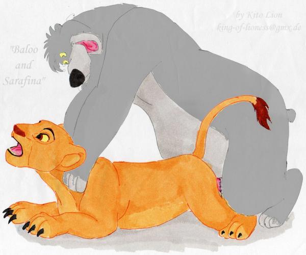 baloo bear crossover disney feline feral feral_penetrated interspecies kito_lion lion lioness mammal penis sarafina the_jungle_book the_lion_king