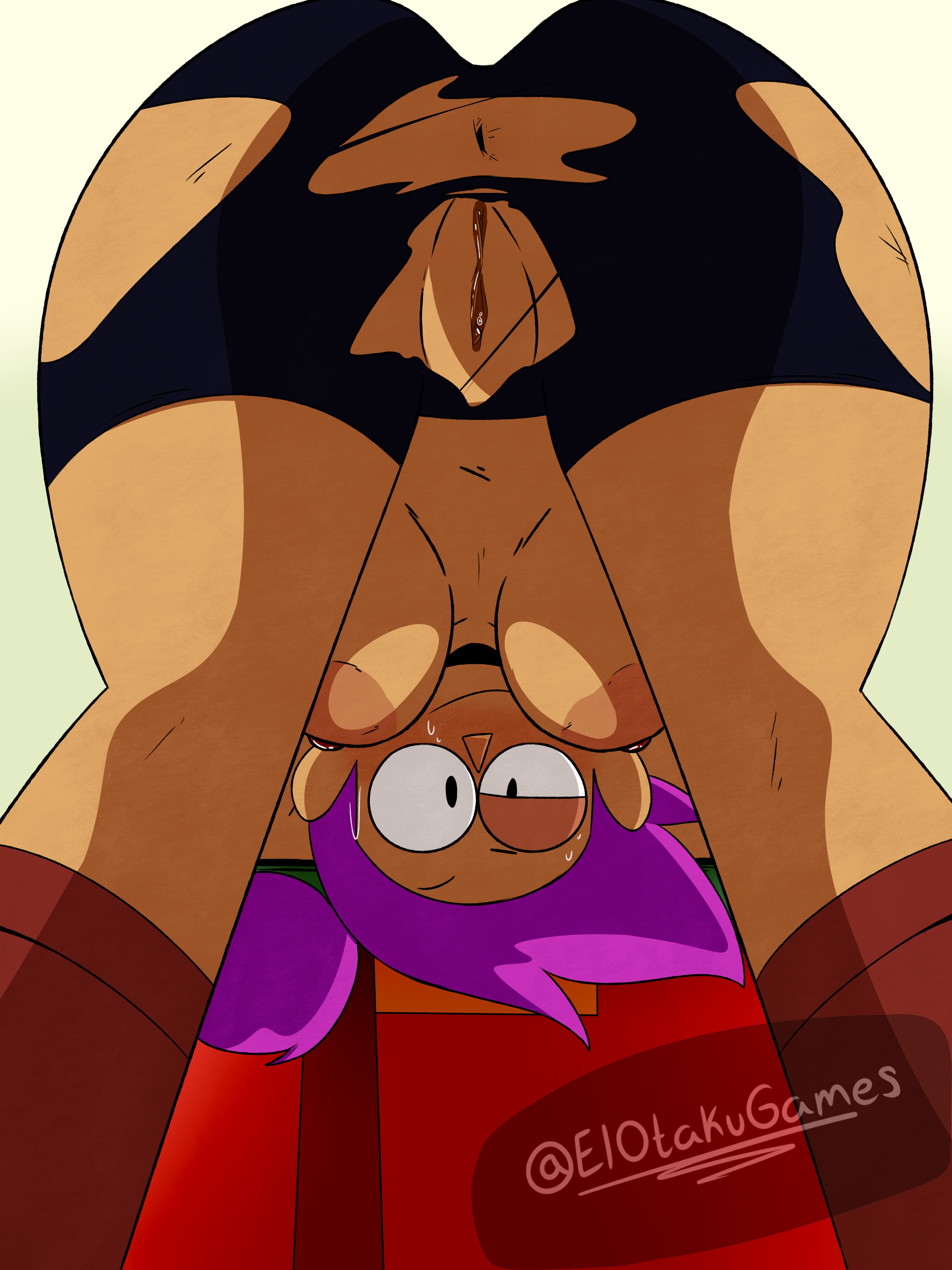 2d, anus, ass, breasts, cartoon network, elotakugames, enid, enid (ok k.o.! lbh), exposed anus, exposed ass, exposed pussy, female, female only, looking at viewer, looking back, looking back at viewer, ok k.o.! let's be heroes, pink hair, pussy, sweatdrop, sweating, tagme, topless, topless female, vagina