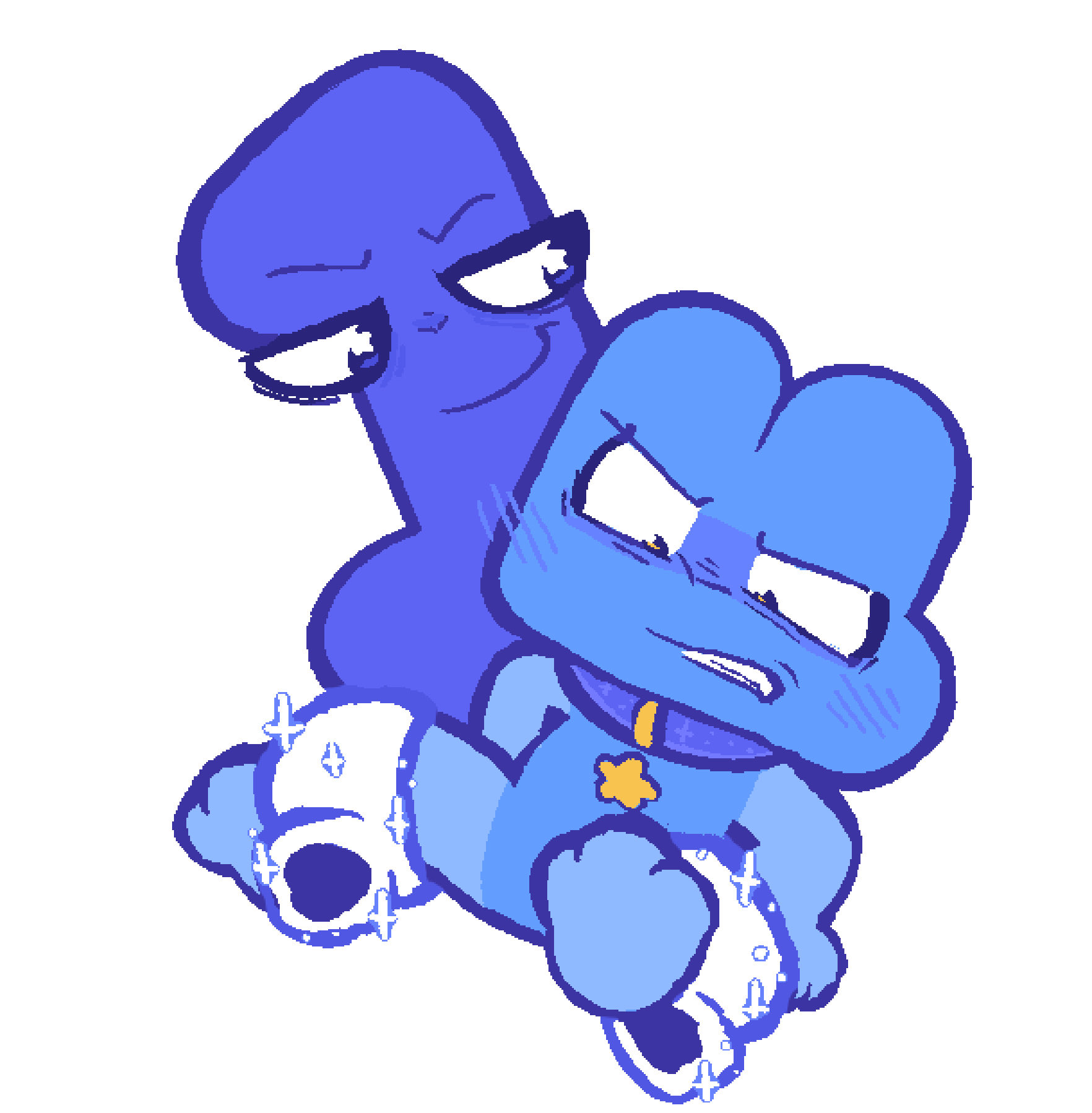 2d, algebralien, alien, alien only, battle for dream island, blue body, blue skin, blush, collar, color, colored, costume, four (bfb), labbit1337, object shows, one (bfdi), stonerobjectum, the power of two, tpot, white background, x finds out his value