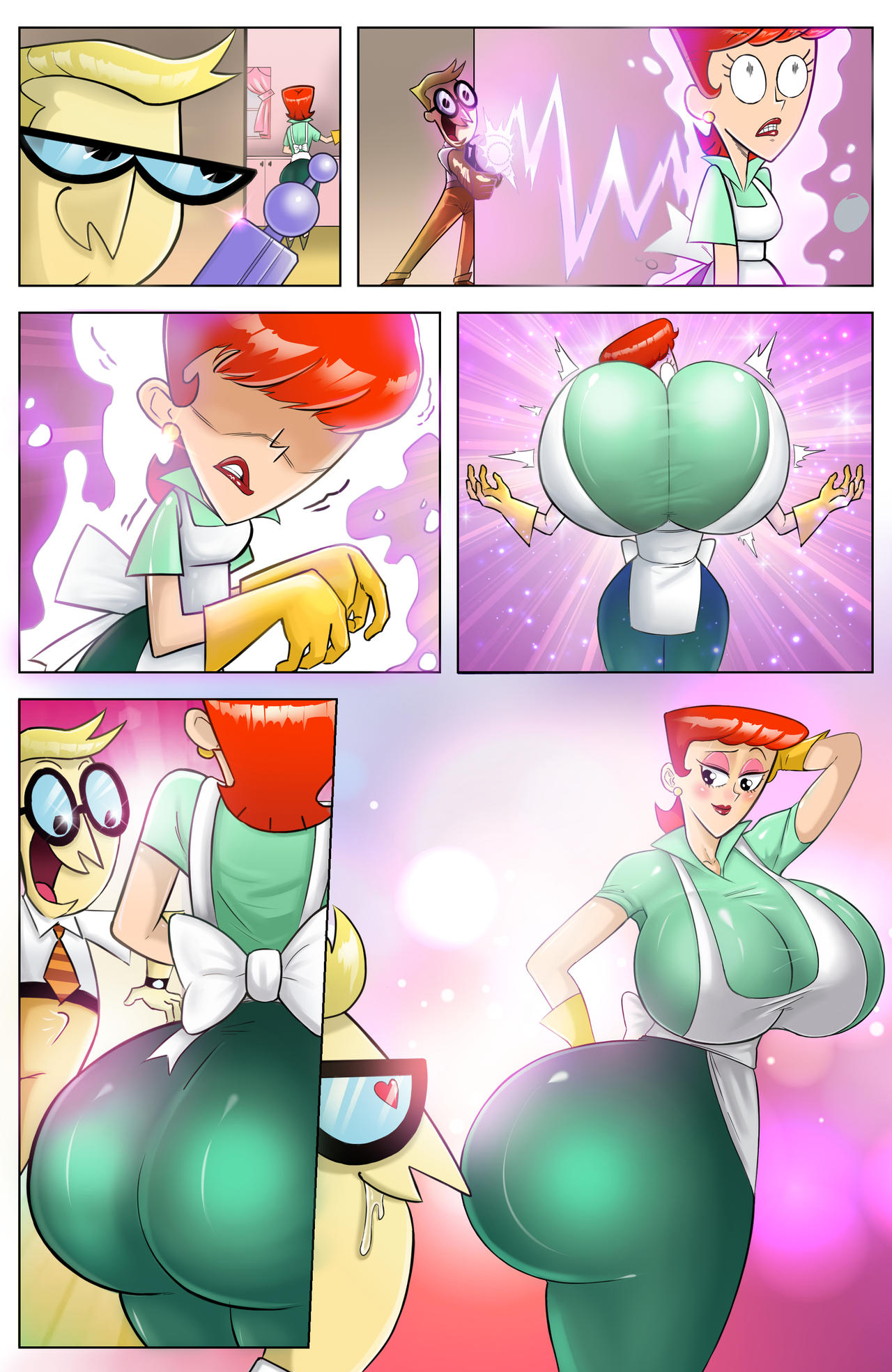 ass expansion, bloombeautycomics, breast expansion, breasts, bubble butt, cartoon network, dexter's dad, dexter's laboratory, dexter's mom, gloves, hanna-barbera, huge ass, huge breasts, husband and wife, large ass, large breasts, latex, latex gloves, married couple, milf, sexy, sexy body, thick ass, thick thighs, tight clothes, warner brothers, yellow gloves