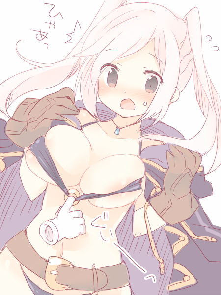 1girls bikini bikini_bottom bikini_pull bikini_top blush ebi_shamo female female_only fire_emblem fire_emblem_awakening fire_emblem_heroes gloves necklace robin_(female)_(summer)_(fire_emblem) robin_(fire_emblem) robin_(fire_emblem)_(female) surprised twintails white_hair