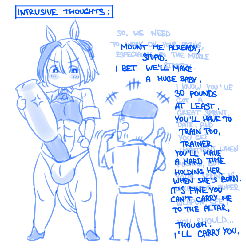 1boy, 1futa, abs, animal genitalia on humanoid, asking for it, asking for sex, balls, big balls, blush, breasts, character request, chibi, crop top, english text, full-face blush, futa masturbation, futanari, hair ribbon, height difference, horse girl, horsecock, horsecock on humanoid, huge cock, impregnation request, intersex, male, masturbation, muscular, muscular futa, muscular thighs, onahole, panzermeido, penis, penis out, secunduspublius, short hair, shorts, small breasts, solo focus, tall futa, taller futa, tanline, text, thick thighs, trainer (umamusume), two-tone hair, umamusume, veiny penis