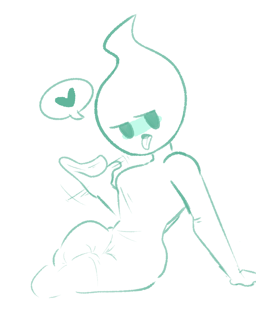 blush ddguy female ghost ghost_girl green_eyes handjob_gesture heart looking_at_viewer mob_face no_humans oc open_mouth sexually_suggestive simple_background simple_face tongue