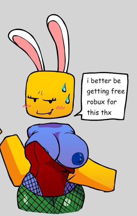 1girls areolae blocky_body blush breasts breasts_out bunny_ears bunny_girl bunnysuit female fishnets loudnormal4 nipples noob roblox robloxian solo sweat tagme