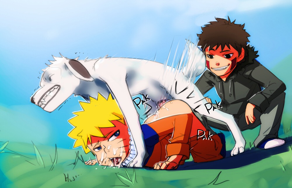 2boys ahe_gao akamaru_(naruto) anal anal_sex anonanim bent_over bestiality blonde_hair blue_eyes canine clothing cum cum_on_face doggy_style fully_clothed gay inuzuka_kiba male male_only naruto naruto_(series) orgasm orgasm_face outdoors threesome tongue tongue_out uzumaki_naruto whisker_markings yaoi yellow_hair zoophilia