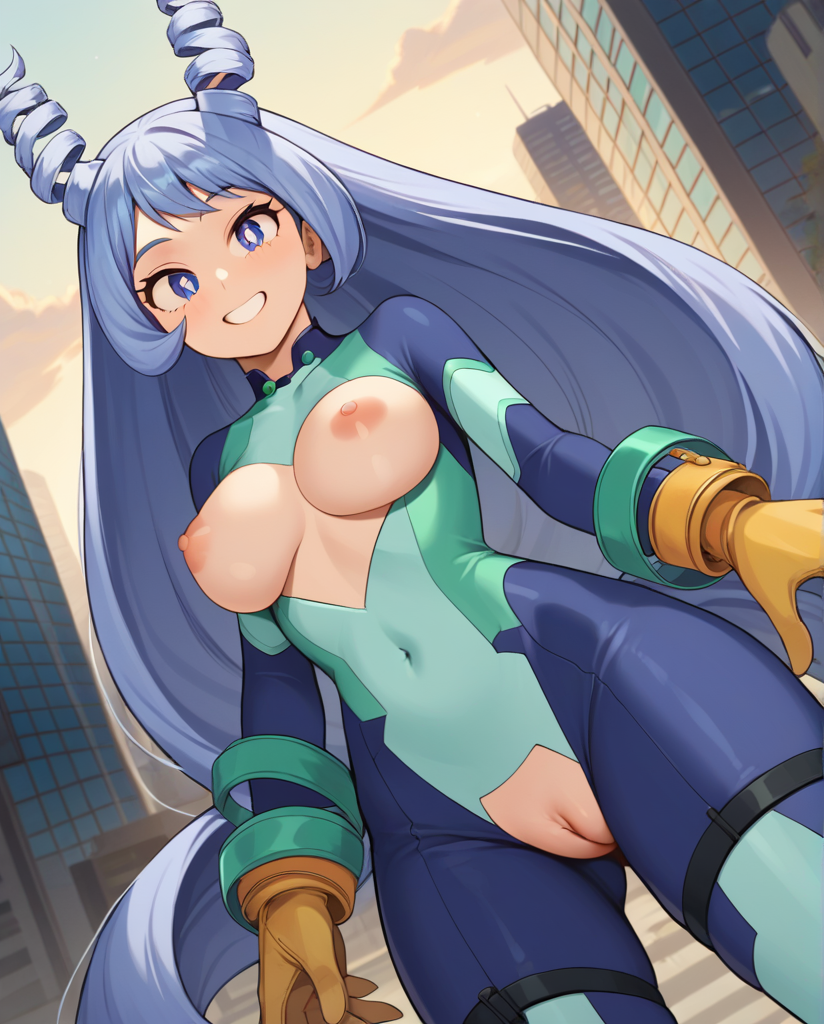 1girls ai_generated clothing_cutout exposed_breasts hadou_nejire my_hero_academia nejire_hado nipples pussy solo superheroine tagme userisbad