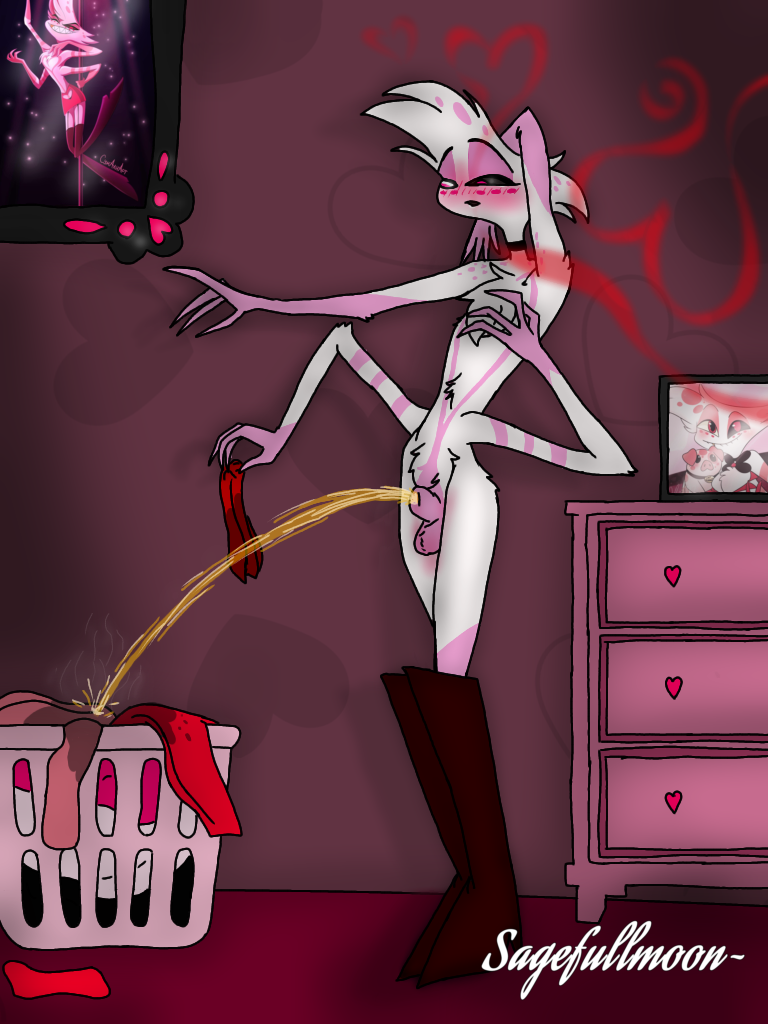 angel_dust animal_genitalia animal_humanoid anthro arachnid arachnid_humanoid arthropod arthropod_humanoid blush blush_lines bodily_fluids demon drugged fat_nuggets_(vivzmind) femboy genital_fluids genitals hazbin_hotel humanoid male male_only mind_control peeing piss pissing sagefullmoon sheath solo solo_male spider spider_humanoid substance_intoxication urine wetting