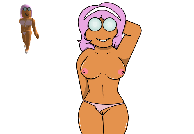 1girls arm_behind_back armpits breasts casual_nudity exposed_pussy female female_only glasses hairband hand_behind_head justmi looking_at_viewer medium_breasts mostly_nude nipples nude panties panties_aside pink_hair pink_panties pussy reference_image roblox roblox_avatar robloxian simple_background smile solo stomach tan-skinned_female tan_skin underwear white_background white_hairband