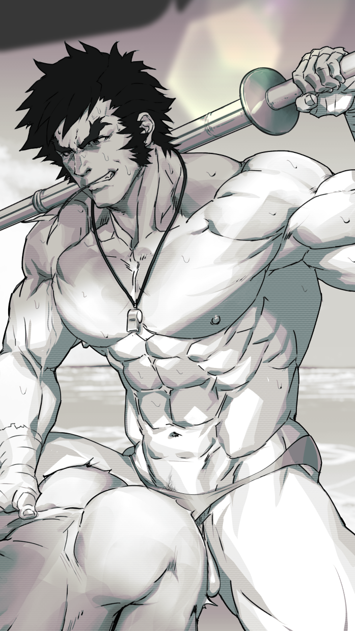 1ambiguous 1boy abs anal anal_insertion anal_sex armpits arms_up ass_cleavage bara beach beefy big_ass big_breasts bubble_butt collarbone dark_hair doggy_style gay grass_in_mouth grin hayato_nekketsu hesoten holding_object kendo_stick looking_at_partner male male/ambiguous male_focus male_only male_penetrating mature_male monochrome muscles muscular muscular_arms muscular_ass muscular_legs muscular_male muscular_thighs object_in_mouth outdoor_sex pecs rival_schools sex shinai short_hair shunta sideburns six_pack sweat sweatdrop sweating sweaty swimsuit swimsuit_aside syunta_87 taped_hands thick_arms thick_eyebrows thick_thighs tough_guy tremble_spikes trembling whistle whistle_around_neck